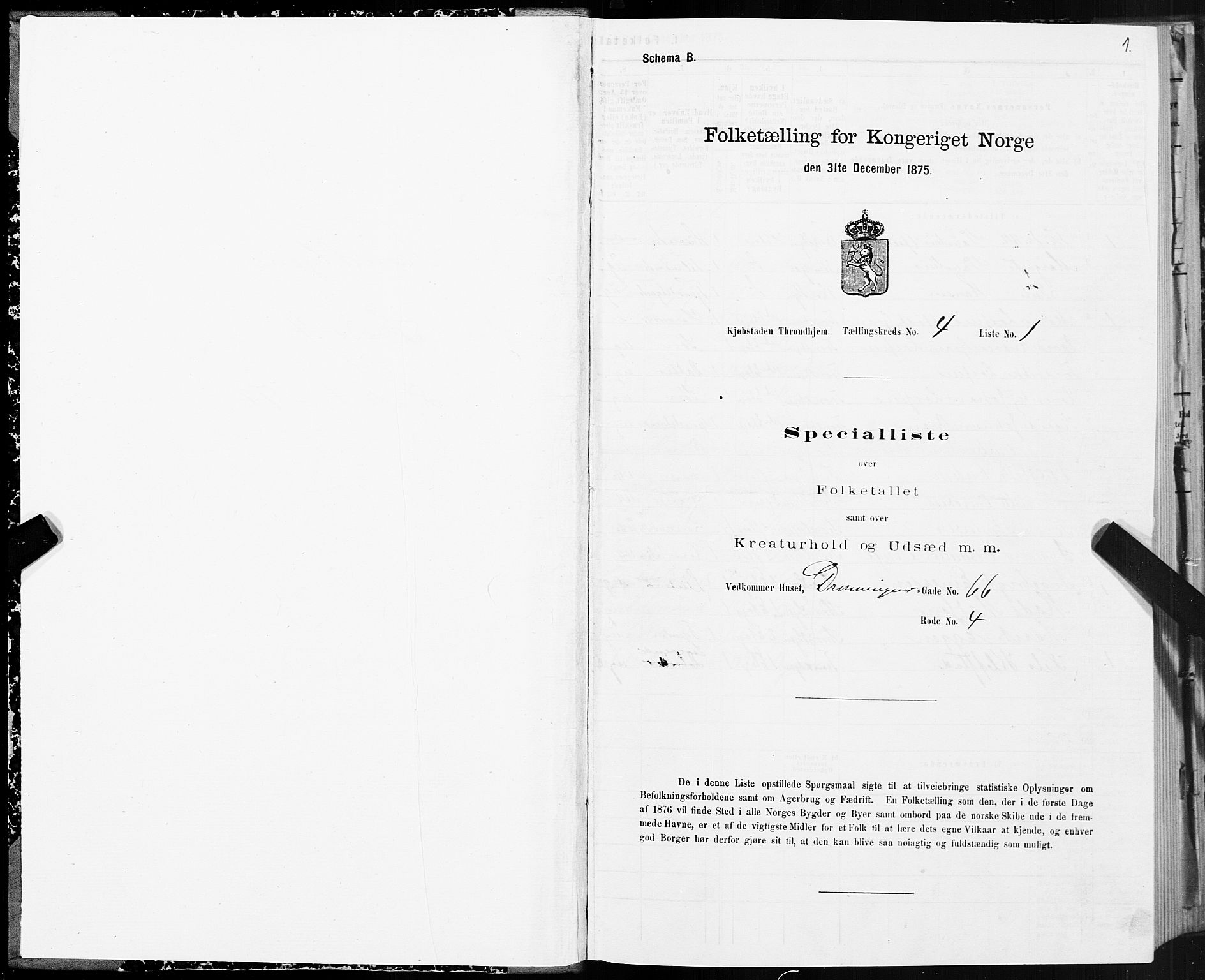 SAT, 1875 census for 1601 Trondheim, 1875, p. 3001