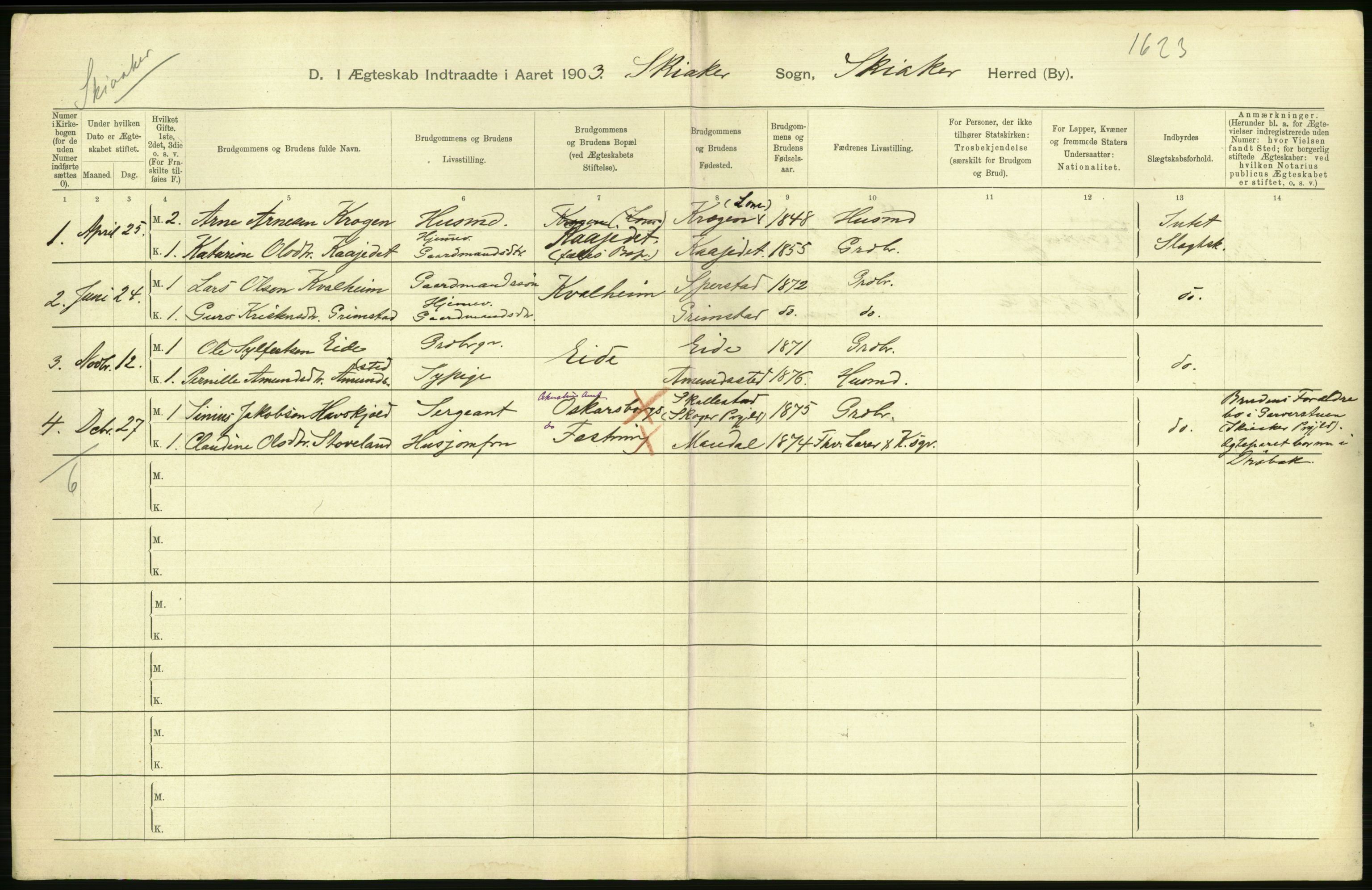 Statistisk sentralbyrå, Sosiodemografiske emner, Befolkning, AV/RA-S-2228/D/Df/Dfa/Dfaa/L0006: Kristians amt: Fødte, gifte, døde, 1903, p. 538