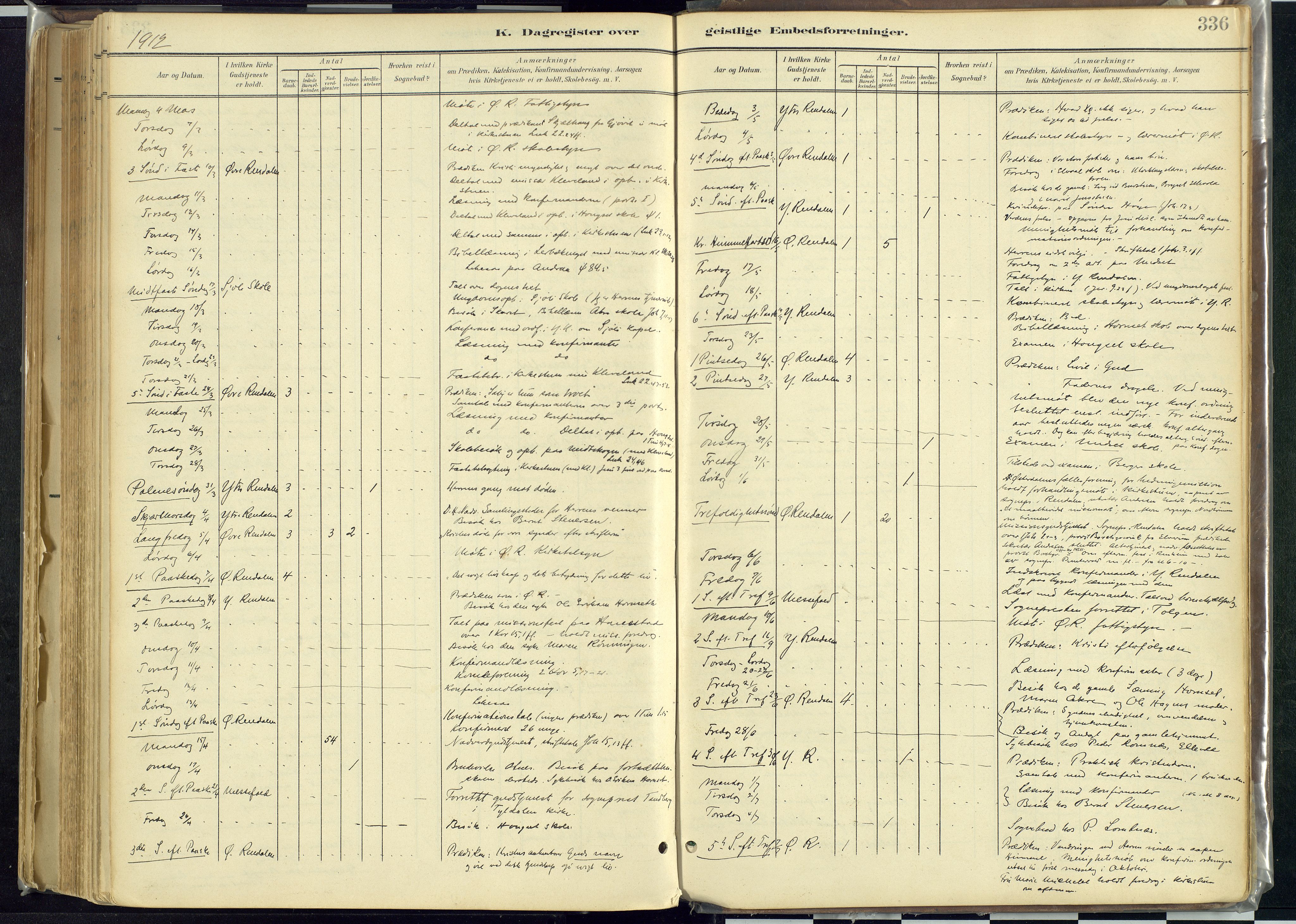 Rendalen prestekontor, SAH/PREST-054/H/Ha/Haa/L0012: Parish register (official) no. 12, 1901-1928, p. 336