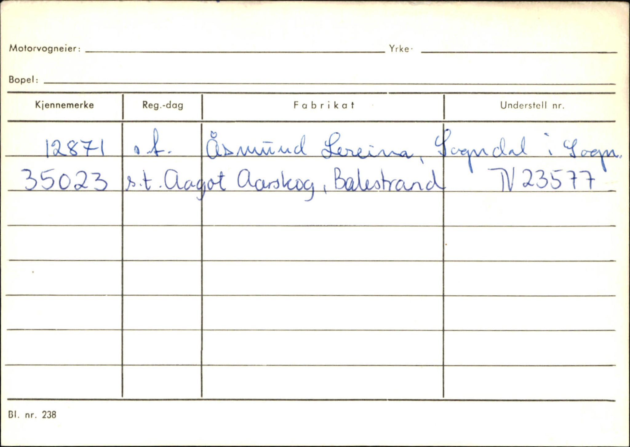 Statens vegvesen, Sogn og Fjordane vegkontor, SAB/A-5301/4/F/L0132: Eigarregister Askvoll A-Å. Balestrand A-Å, 1945-1975, p. 2548