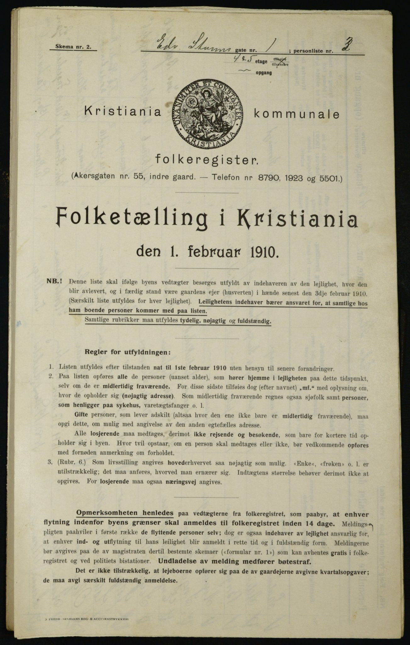 OBA, Municipal Census 1910 for Kristiania, 1910, p. 17754