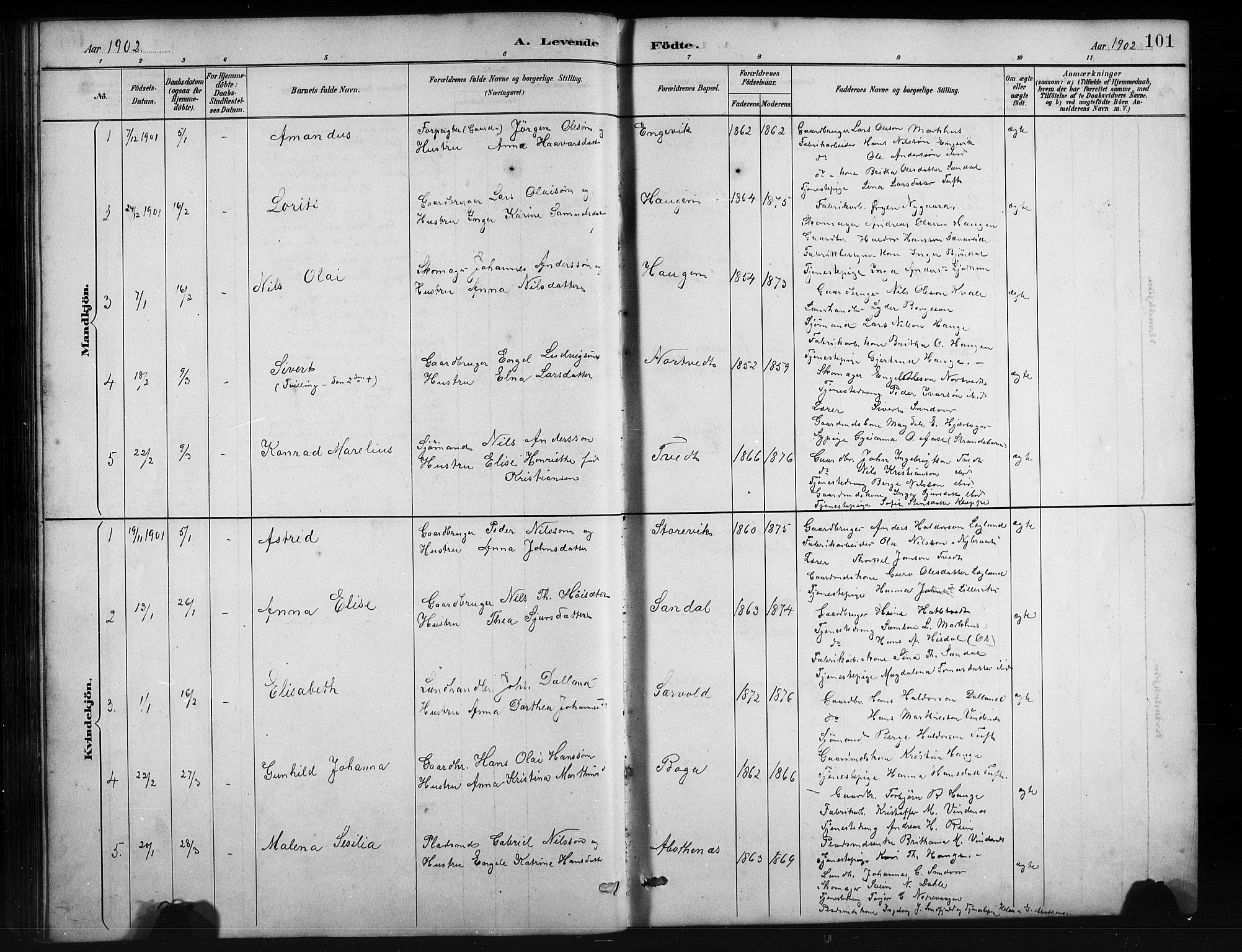 Fusa sokneprestembete, SAB/A-75401/H/Hab: Parish register (copy) no. C 2, 1886-1926, p. 101