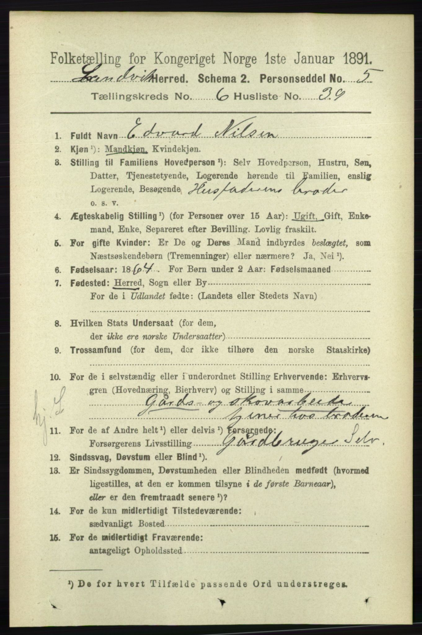 RA, 1891 census for 0924 Landvik, 1891, p. 2715