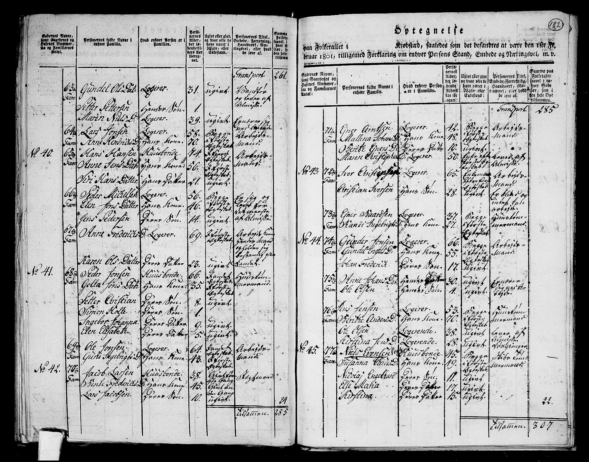 RA, 1801 census for 1601 Trondheim, 1801, p. 181b-182a