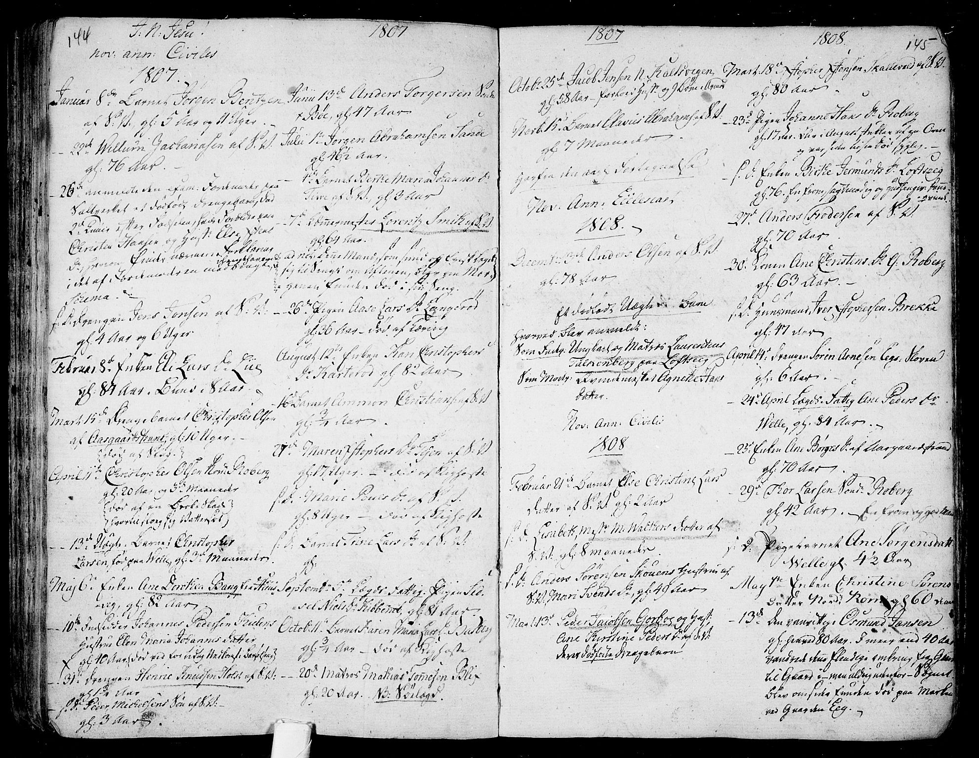 Sem kirkebøker, AV/SAKO-A-5/F/Fb/L0003: Parish register (official) no. II 3, 1792-1814, p. 144-145