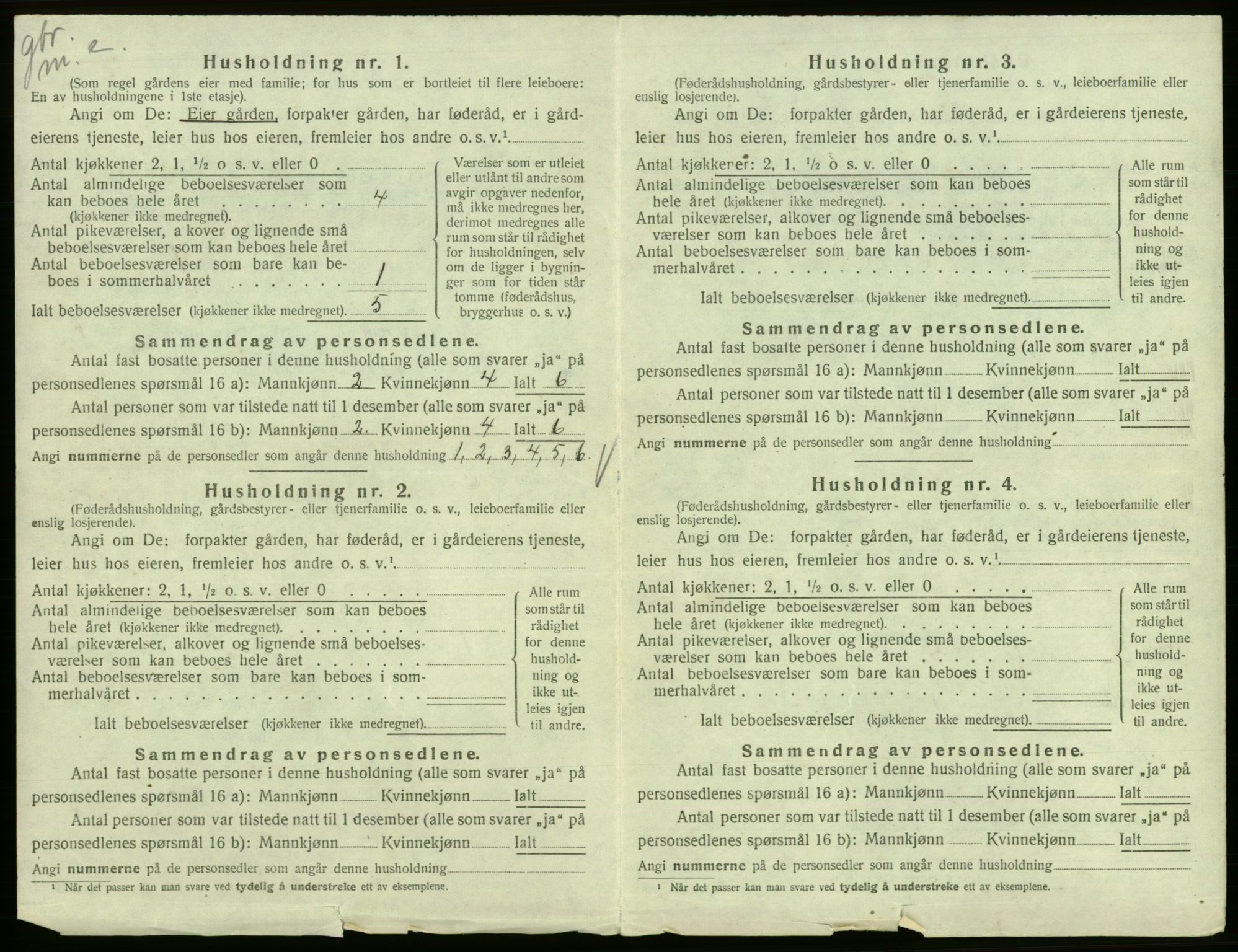 SAB, 1920 census for Kinsarvik, 1920, p. 462