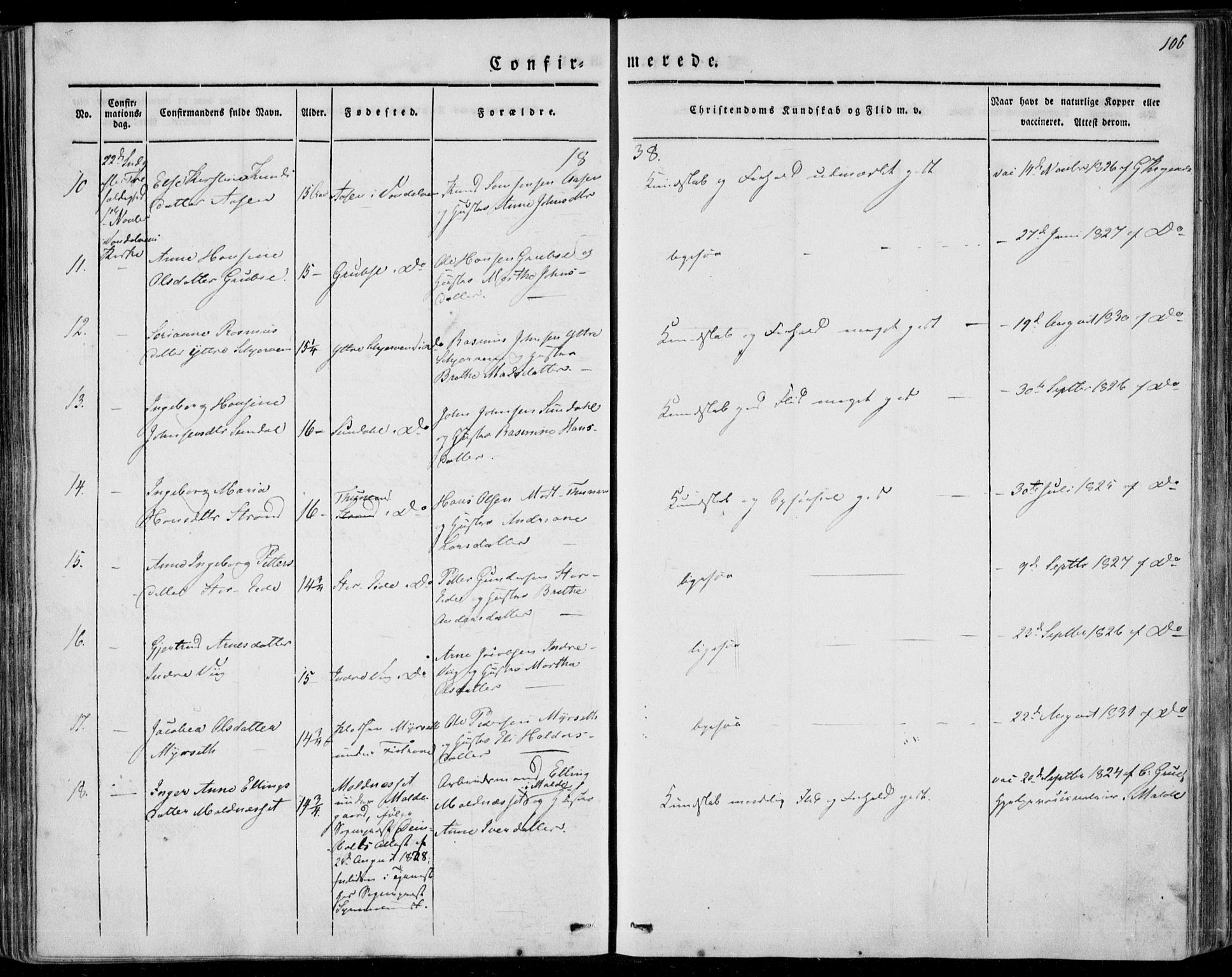 Ministerialprotokoller, klokkerbøker og fødselsregistre - Møre og Romsdal, AV/SAT-A-1454/501/L0005: Parish register (official) no. 501A05, 1831-1844, p. 106