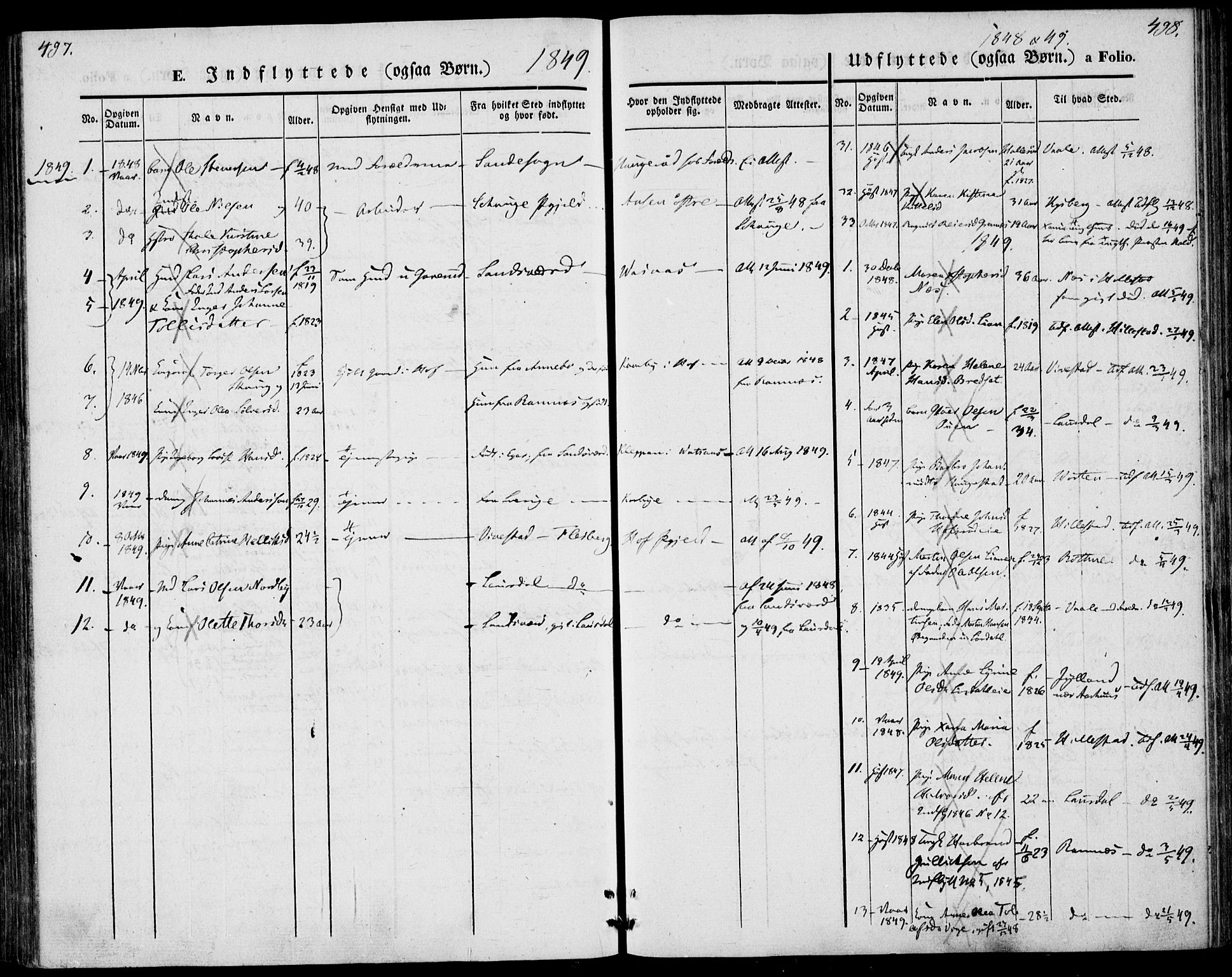 Hof kirkebøker, AV/SAKO-A-64/F/Fa/L0005: Parish register (official) no. I 5, 1844-1851, p. 497-498