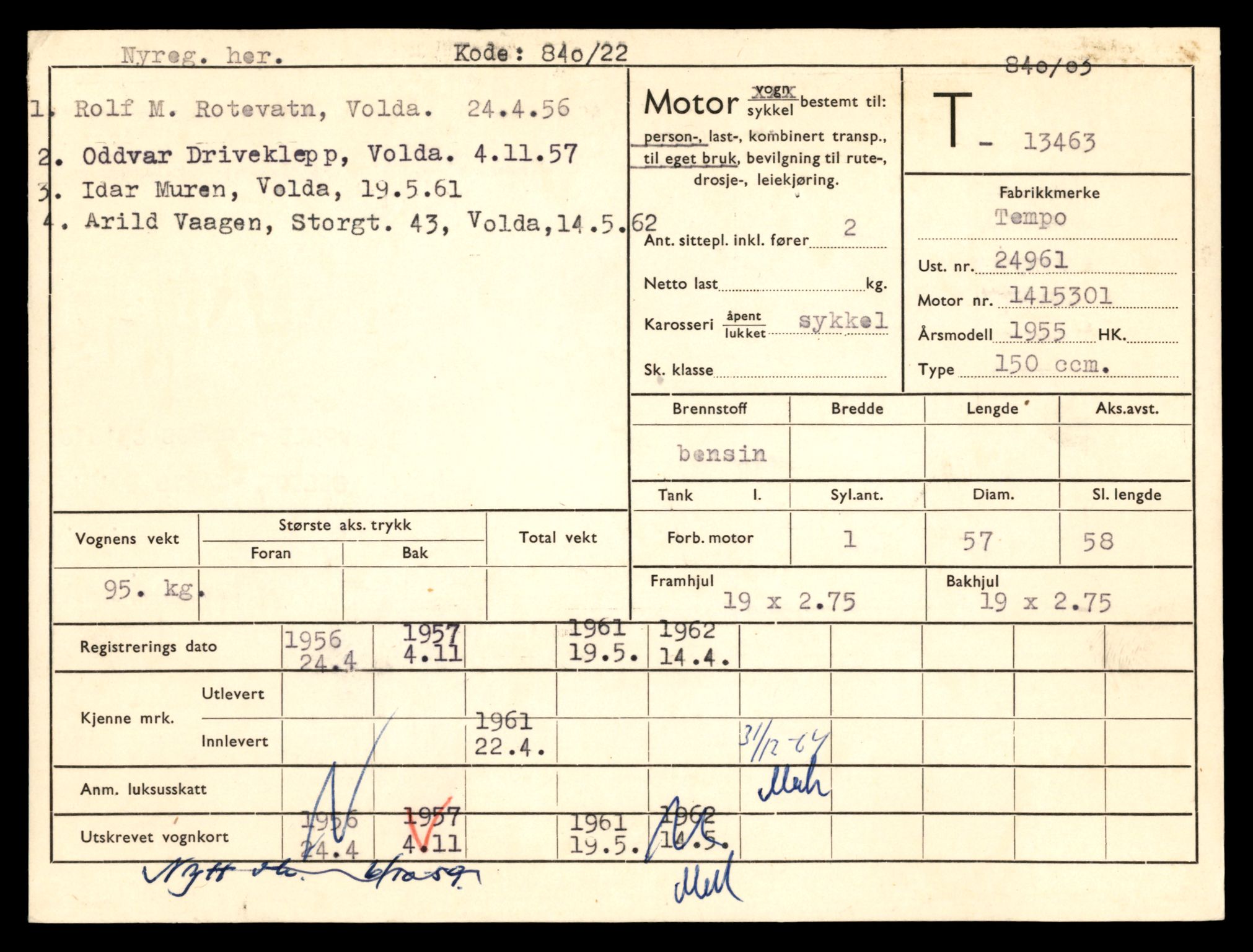 Møre og Romsdal vegkontor - Ålesund trafikkstasjon, AV/SAT-A-4099/F/Fe/L0039: Registreringskort for kjøretøy T 13361 - T 13530, 1927-1998, p. 1785