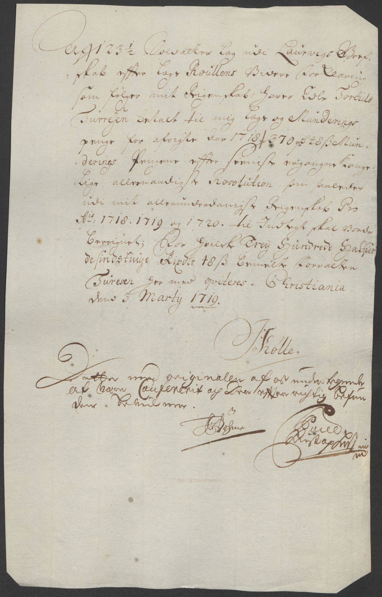 Rentekammeret inntil 1814, Reviderte regnskaper, Fogderegnskap, AV/RA-EA-4092/R33/L1988: Fogderegnskap Larvik grevskap, 1718, p. 150