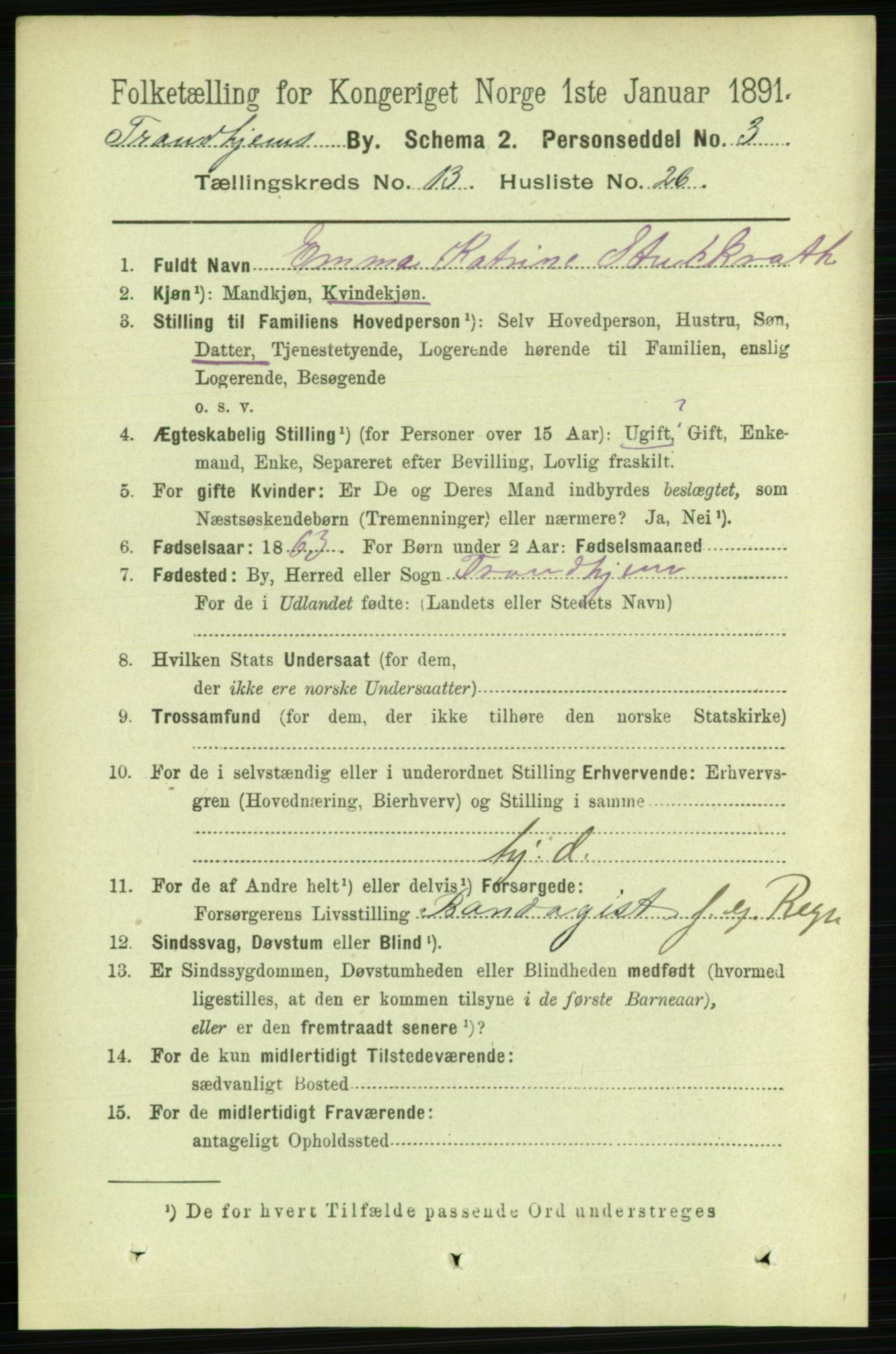 RA, 1891 census for 1601 Trondheim, 1891, p. 10492