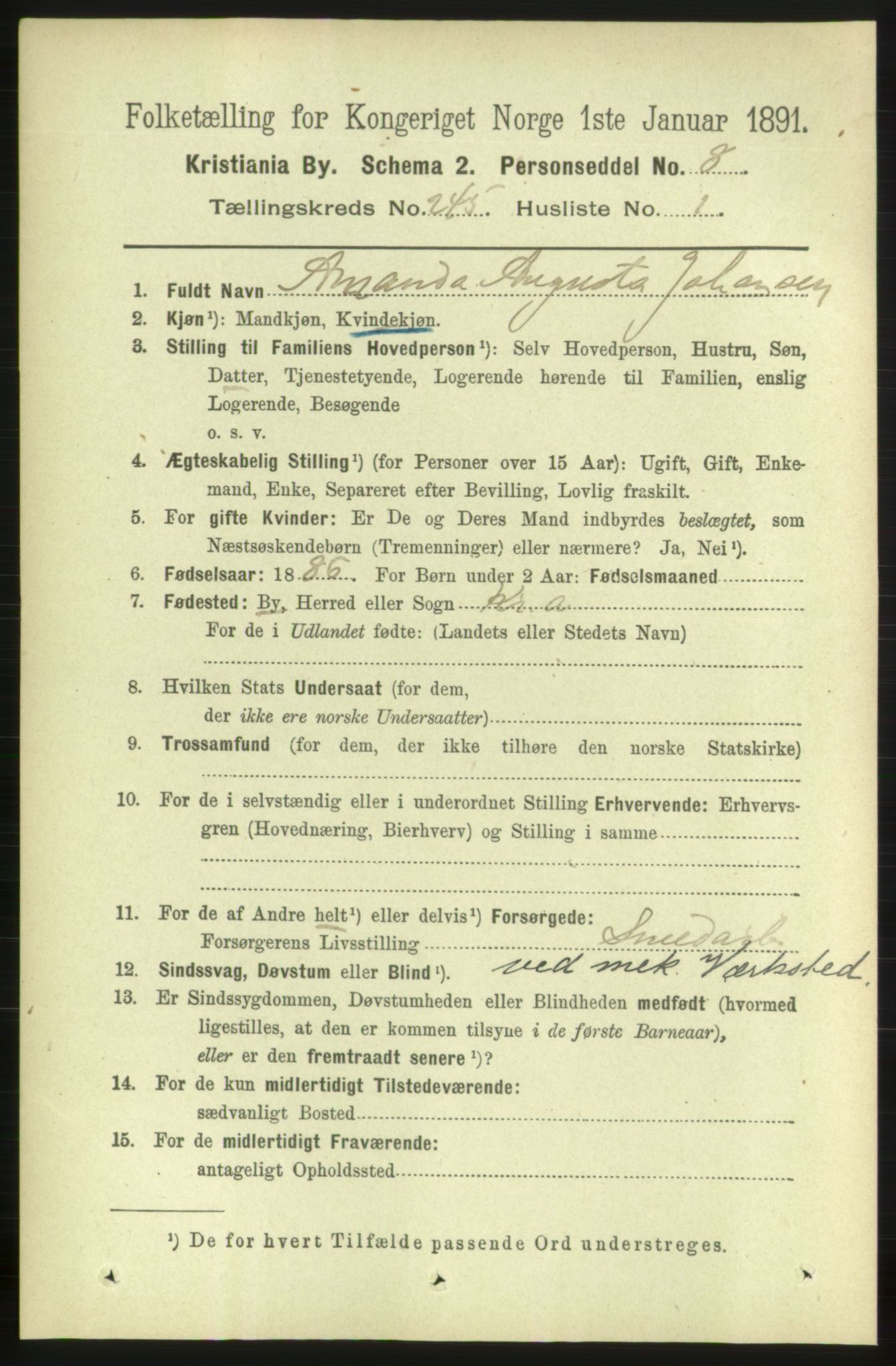 RA, 1891 census for 0301 Kristiania, 1891, p. 149142