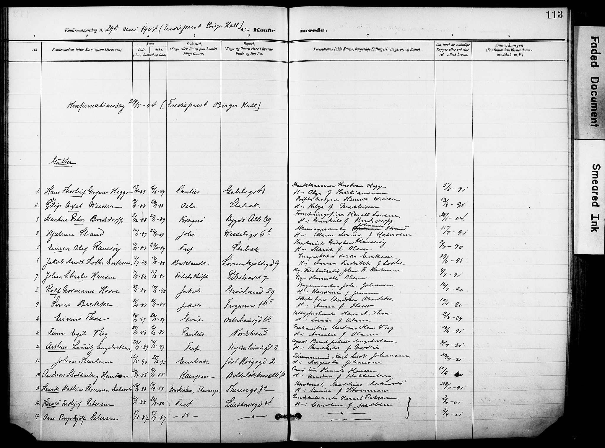 Trefoldighet prestekontor Kirkebøker, AV/SAO-A-10882/F/Fb/L0004: Parish register (official) no. II 4, 1896-1915, p. 113