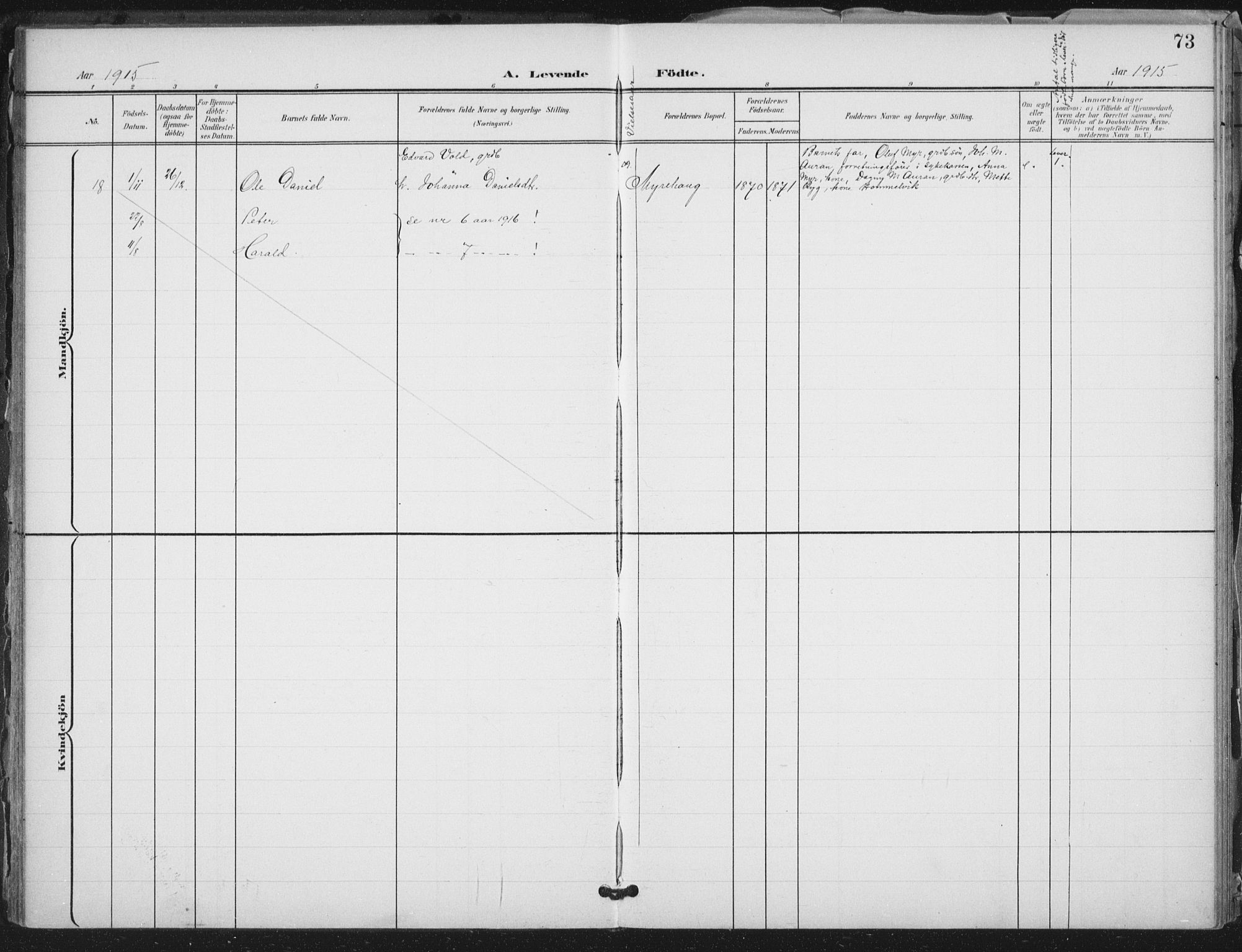 Ministerialprotokoller, klokkerbøker og fødselsregistre - Nord-Trøndelag, SAT/A-1458/712/L0101: Parish register (official) no. 712A02, 1901-1916, p. 73