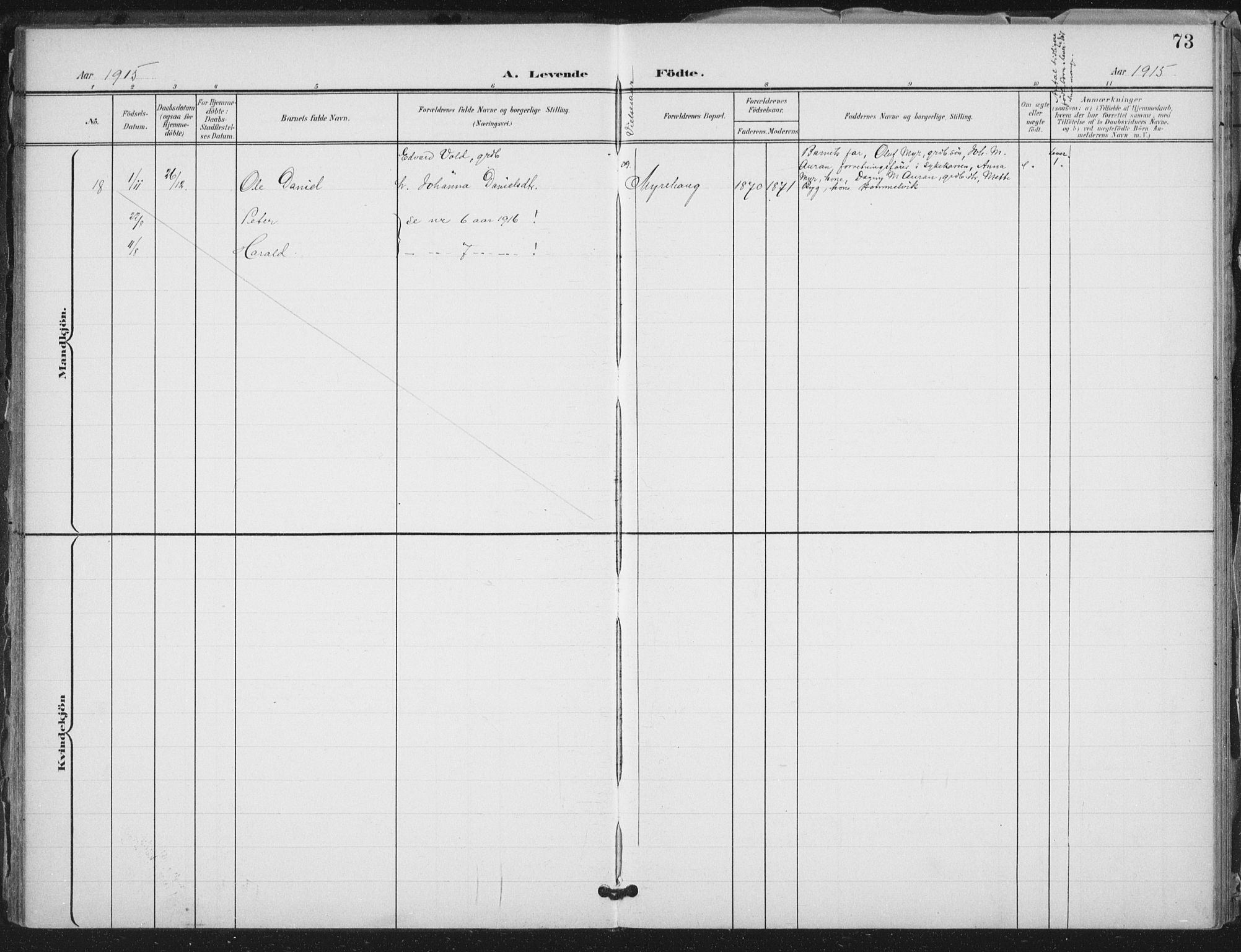 Ministerialprotokoller, klokkerbøker og fødselsregistre - Nord-Trøndelag, AV/SAT-A-1458/712/L0101: Parish register (official) no. 712A02, 1901-1916, p. 73