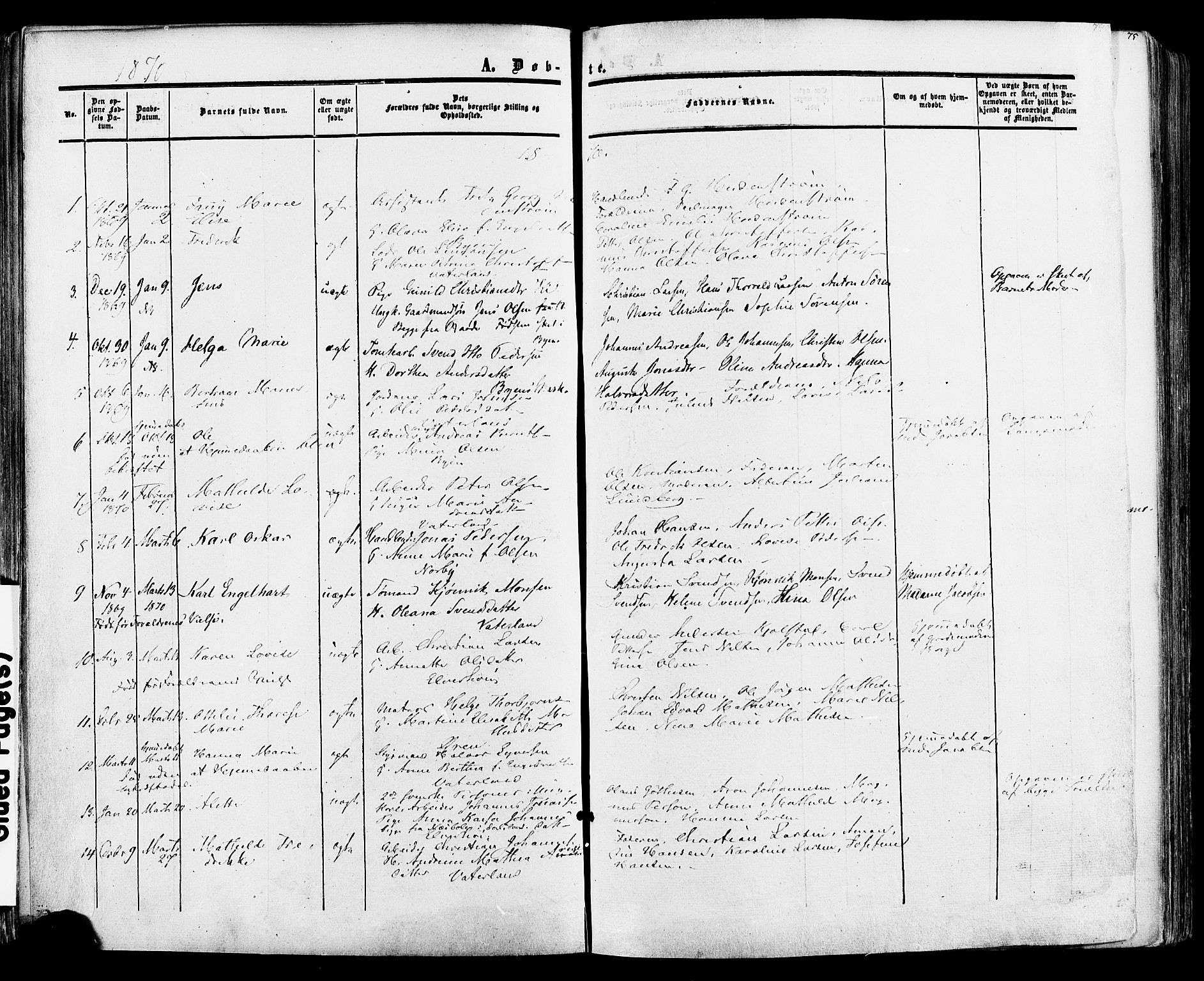 Fredrikstad prestekontor Kirkebøker, AV/SAO-A-11082/F/Fa/L0006: Parish register (official) no. 6, 1857-1878, p. 74