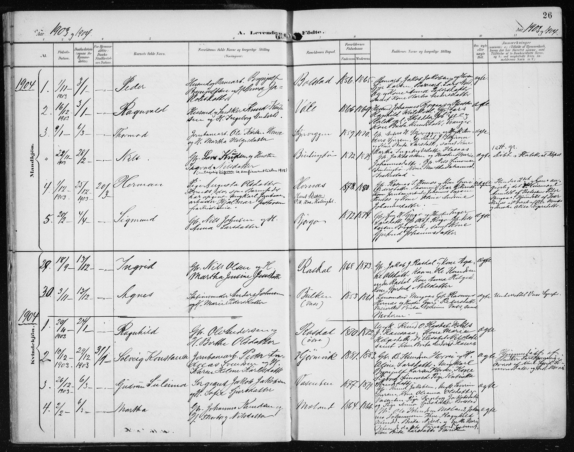 Evanger sokneprestembete, SAB/A-99924: Parish register (official) no. A  3, 1900-1930, p. 26
