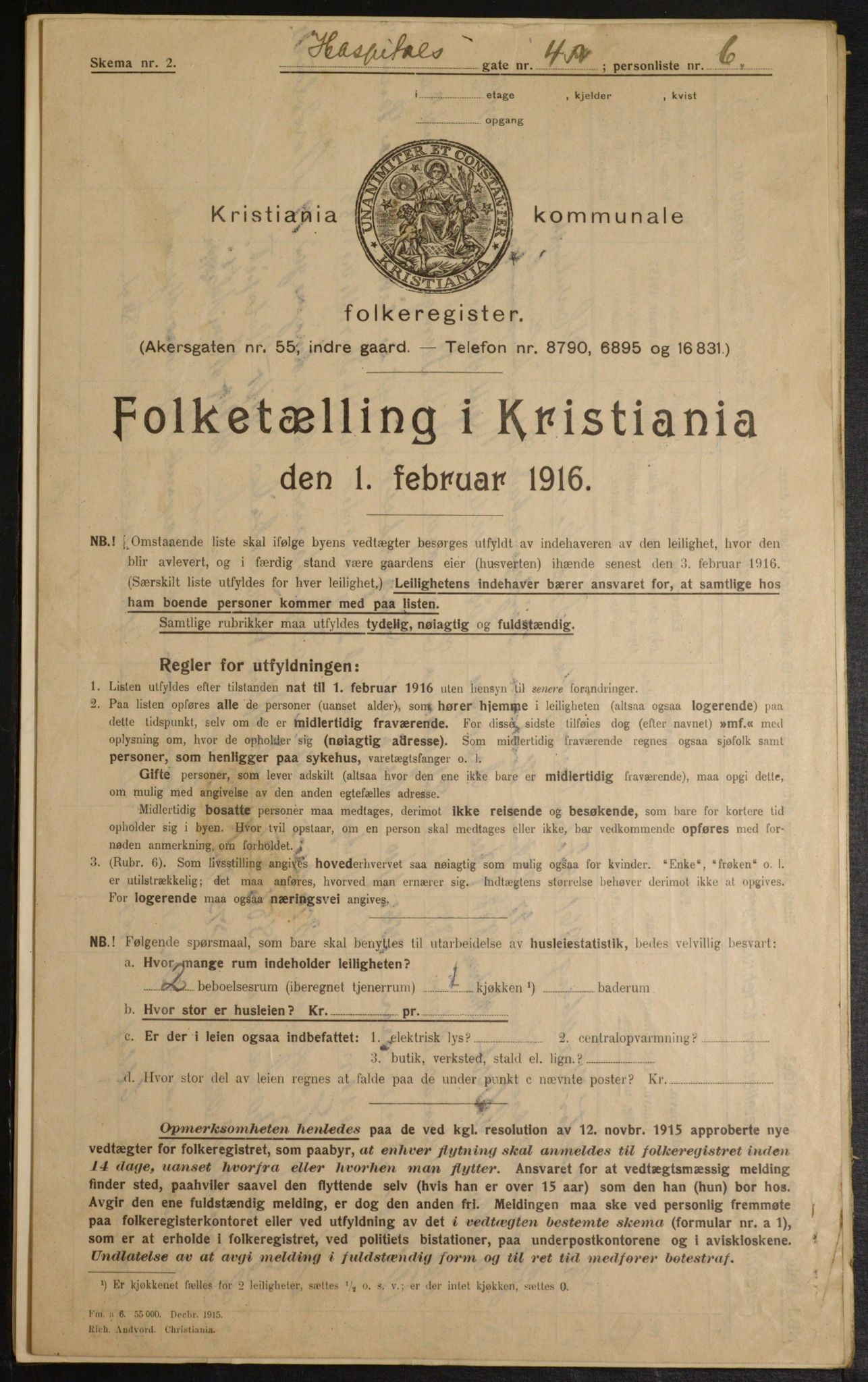 OBA, Municipal Census 1916 for Kristiania, 1916, p. 42091