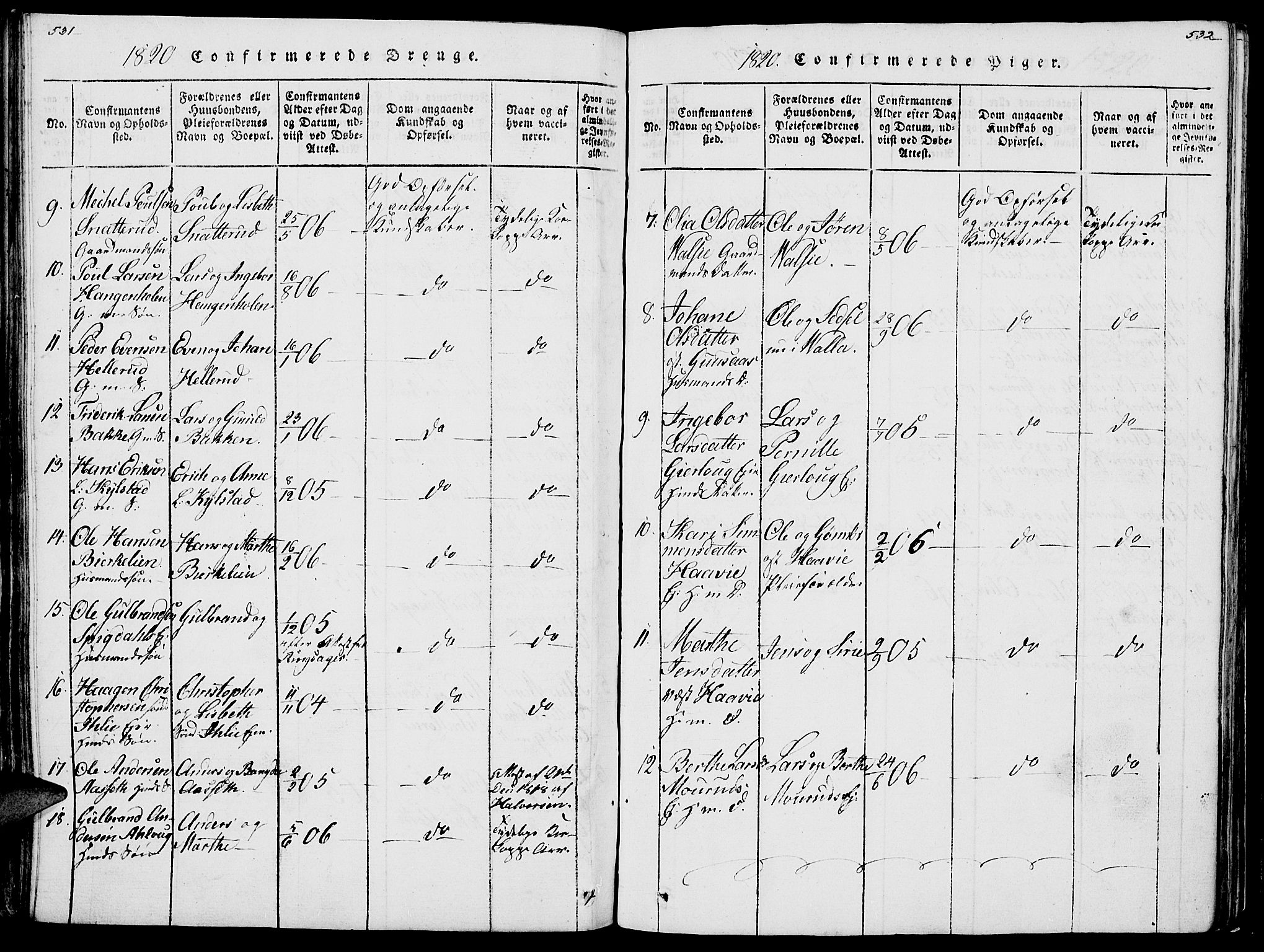 Vang prestekontor, Hedmark, AV/SAH-PREST-008/H/Ha/Haa/L0007: Parish register (official) no. 7, 1813-1826, p. 531-532