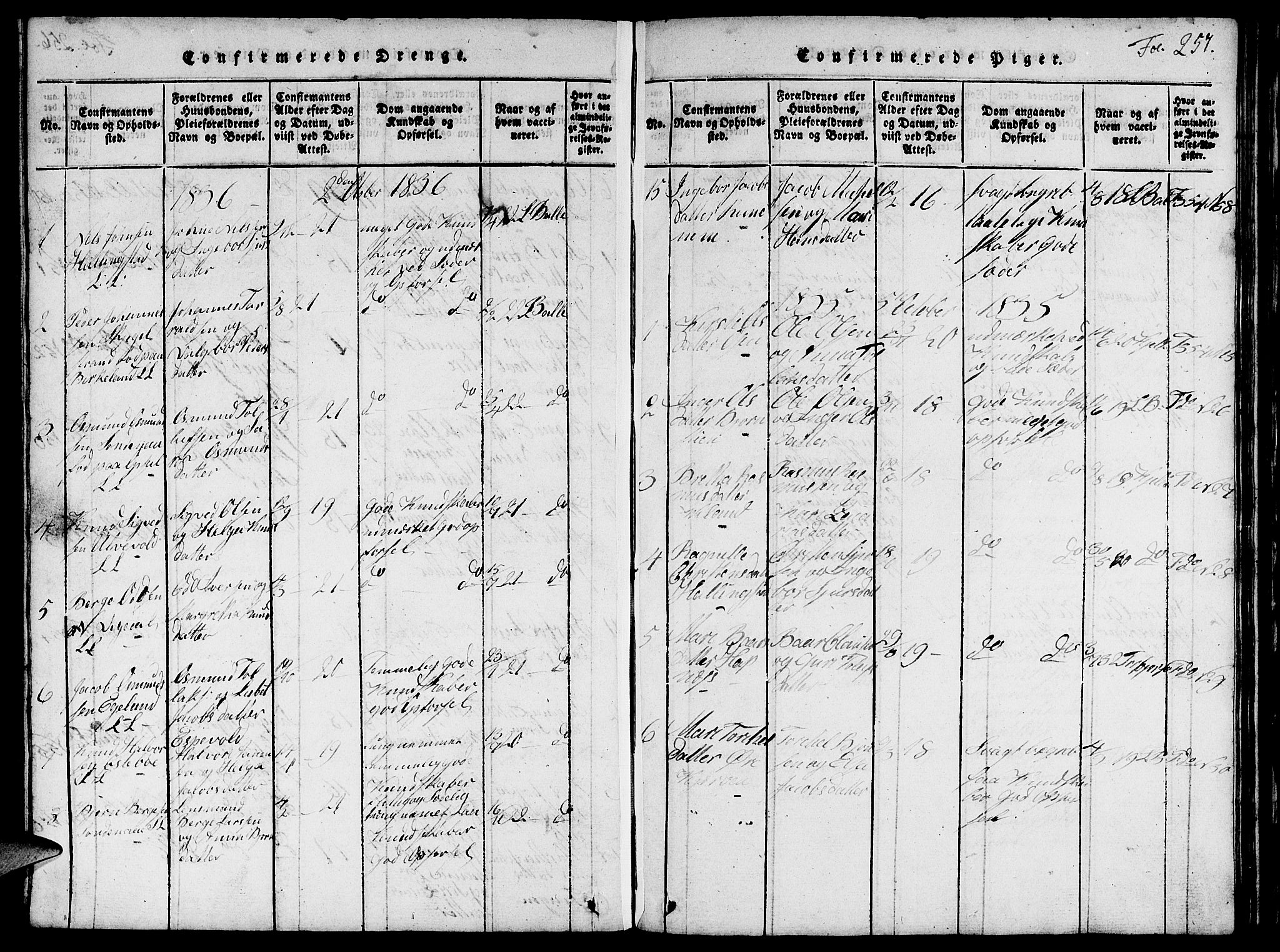 Vikedal sokneprestkontor, AV/SAST-A-101840/01/V: Parish register (copy) no. B 1, 1816-1853, p. 257