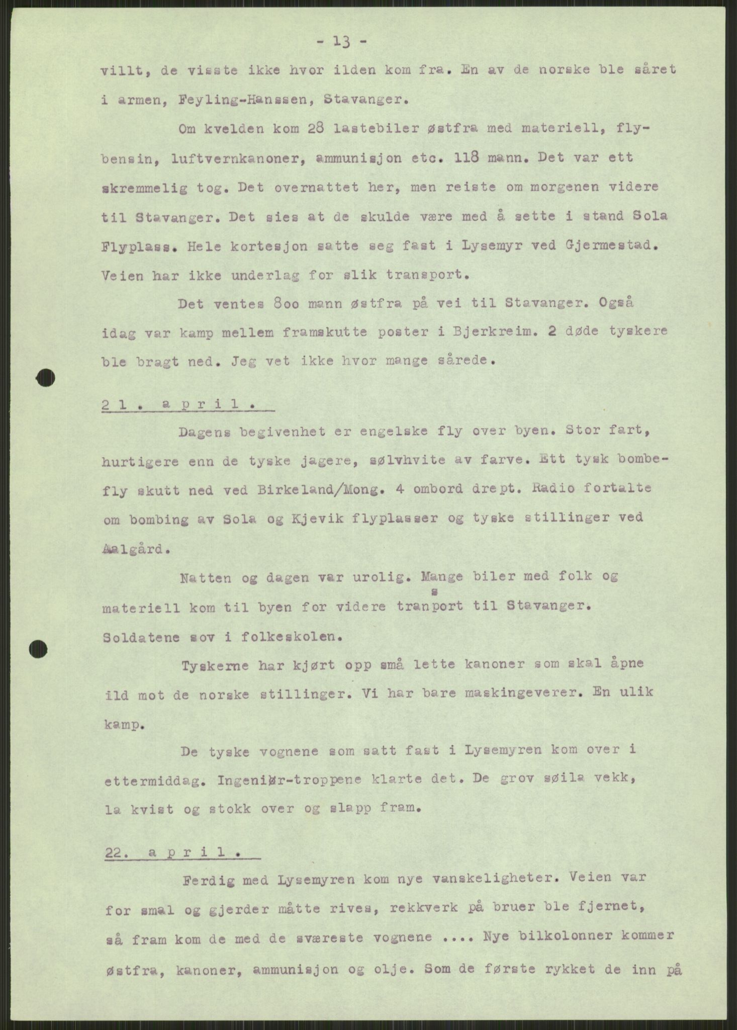 Forsvaret, Forsvarets krigshistoriske avdeling, AV/RA-RAFA-2017/Y/Ya/L0015: II-C-11-31 - Fylkesmenn.  Rapporter om krigsbegivenhetene 1940., 1940, p. 63