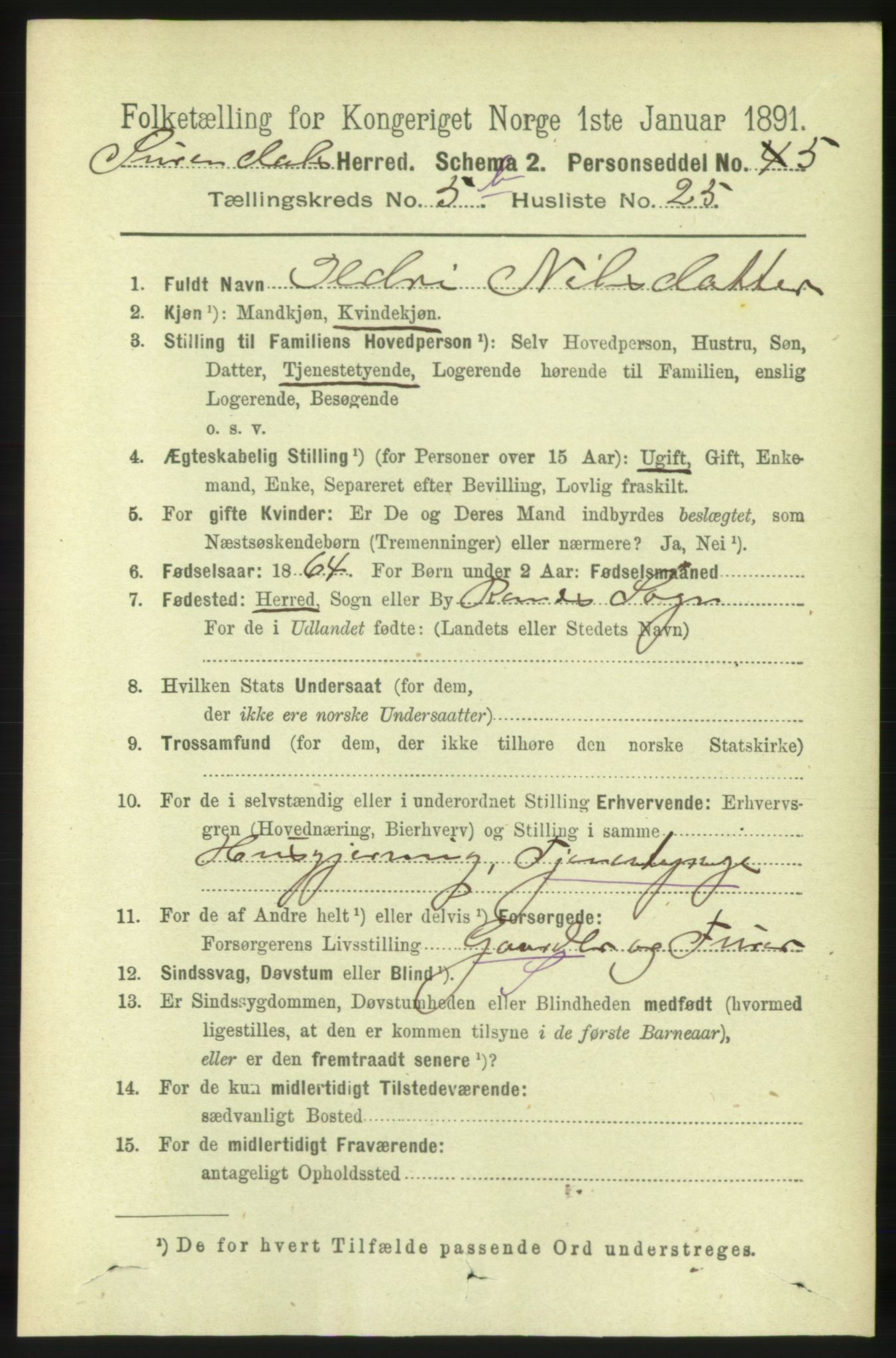 RA, 1891 census for 1566 Surnadal, 1891, p. 1637