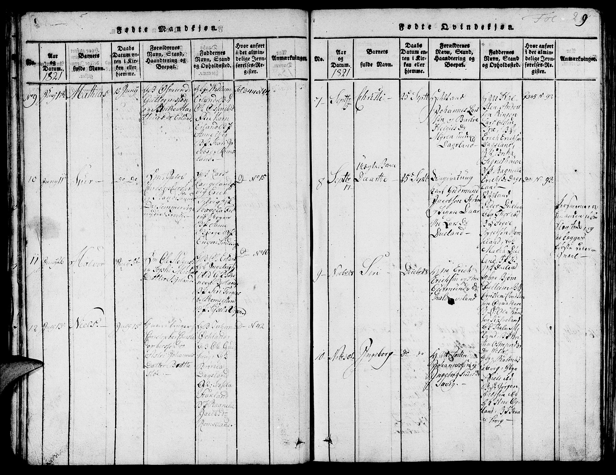 Skjold sokneprestkontor, AV/SAST-A-101847/H/Ha/Hab/L0001: Parish register (copy) no. B 1, 1815-1835, p. 29