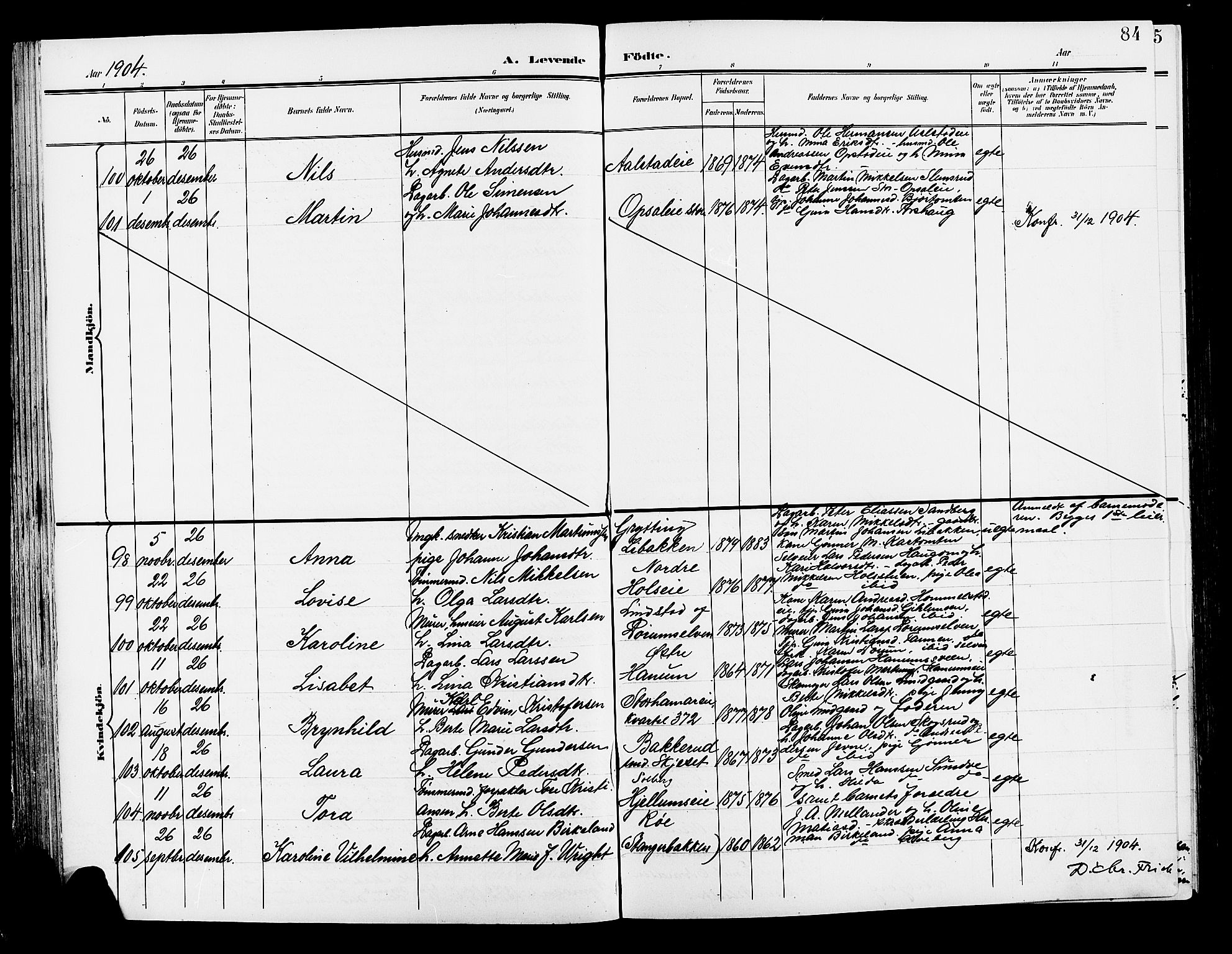 Vang prestekontor, Hedmark, SAH/PREST-008/H/Ha/Hab/L0014: Parish register (copy) no. 14, 1896-1914, p. 84