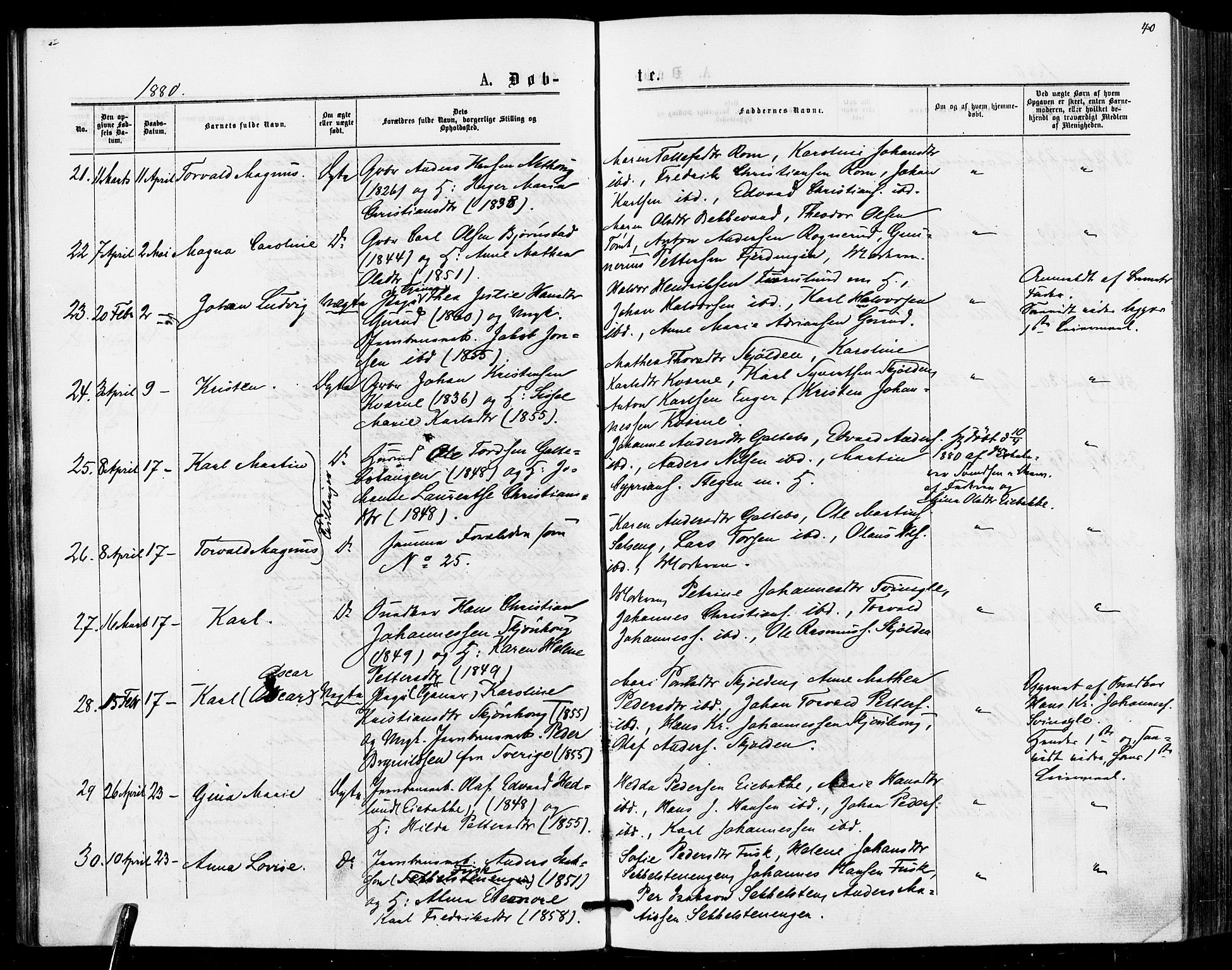 Askim prestekontor Kirkebøker, AV/SAO-A-10900/F/Fa/L0006: Parish register (official) no. 6, 1874-1881, p. 40