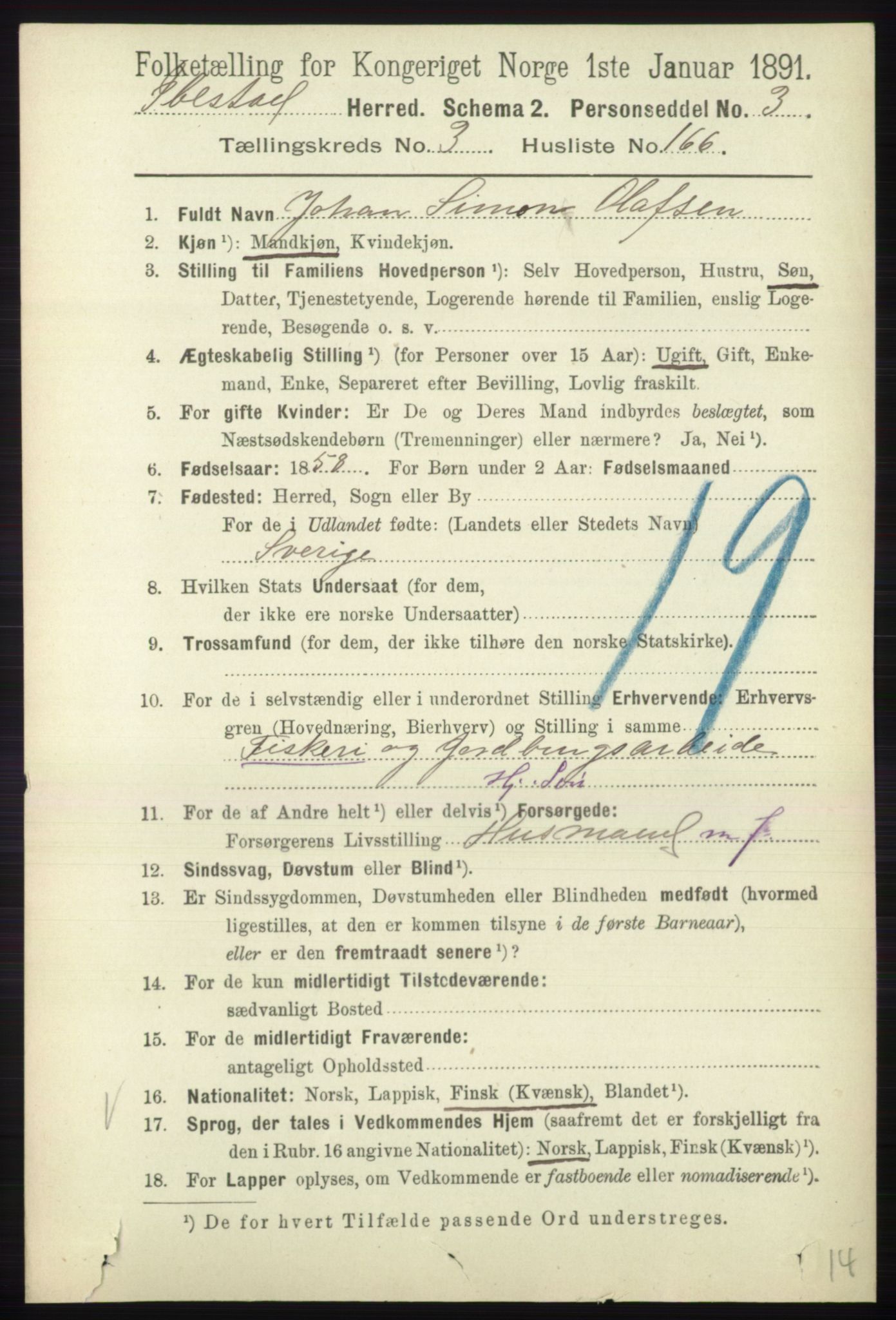 RA, 1891 census for 1917 Ibestad, 1891, p. 2829