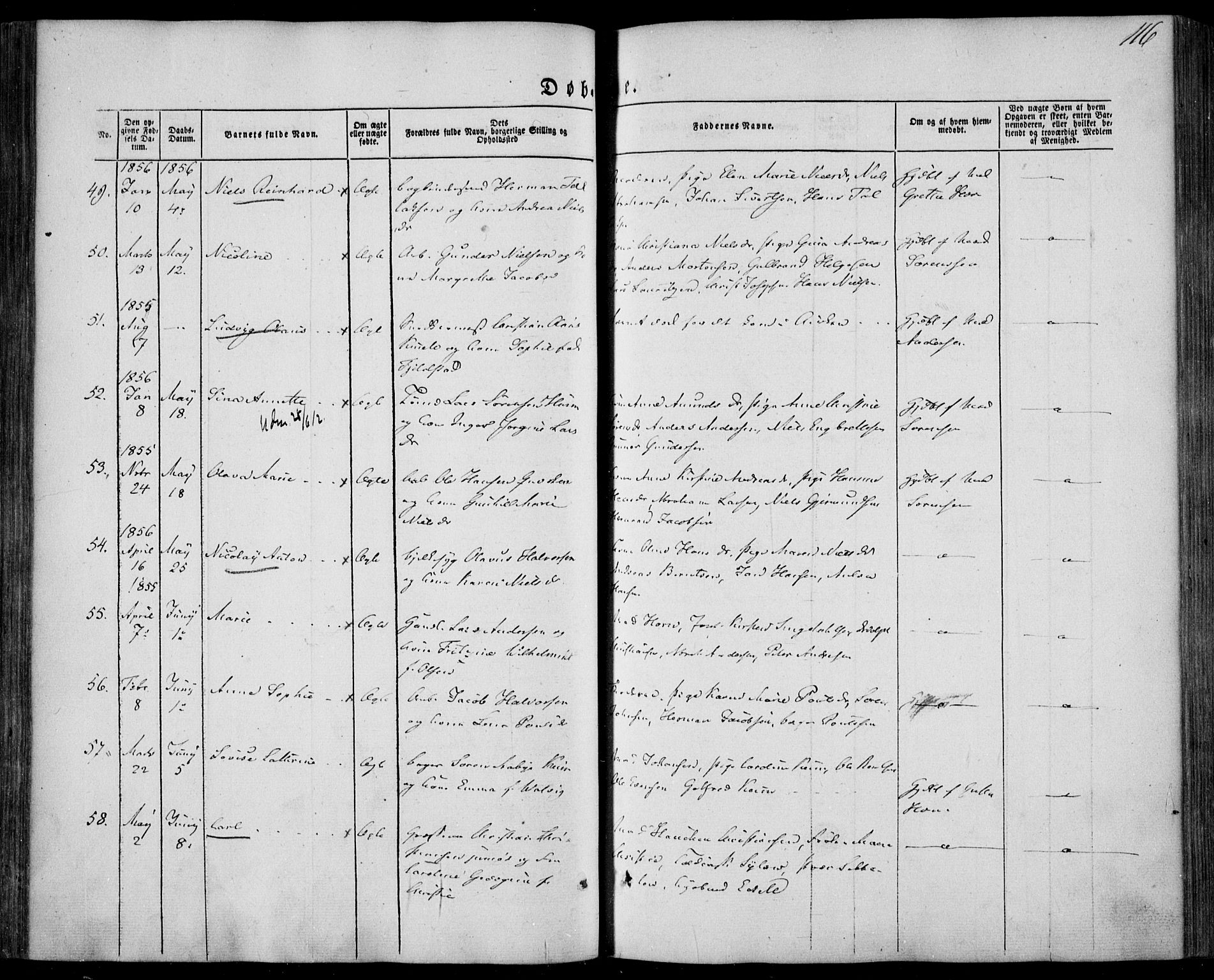 Larvik kirkebøker, AV/SAKO-A-352/F/Fa/L0003: Parish register (official) no. I 3, 1848-1856, p. 116