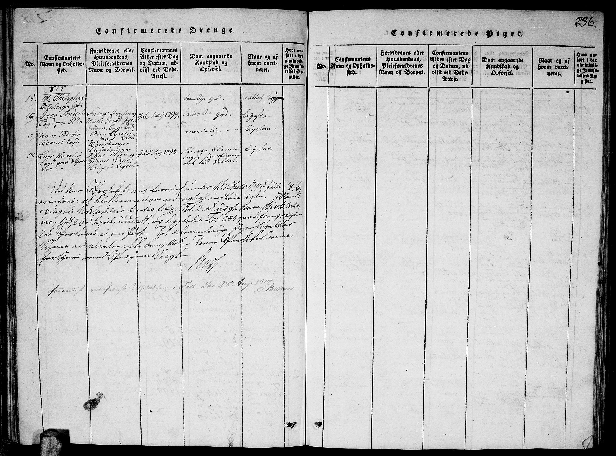 Fet prestekontor Kirkebøker, SAO/A-10370a/G/Ga/L0001: Parish register (copy) no. I 1, 1815-1842, p. 236
