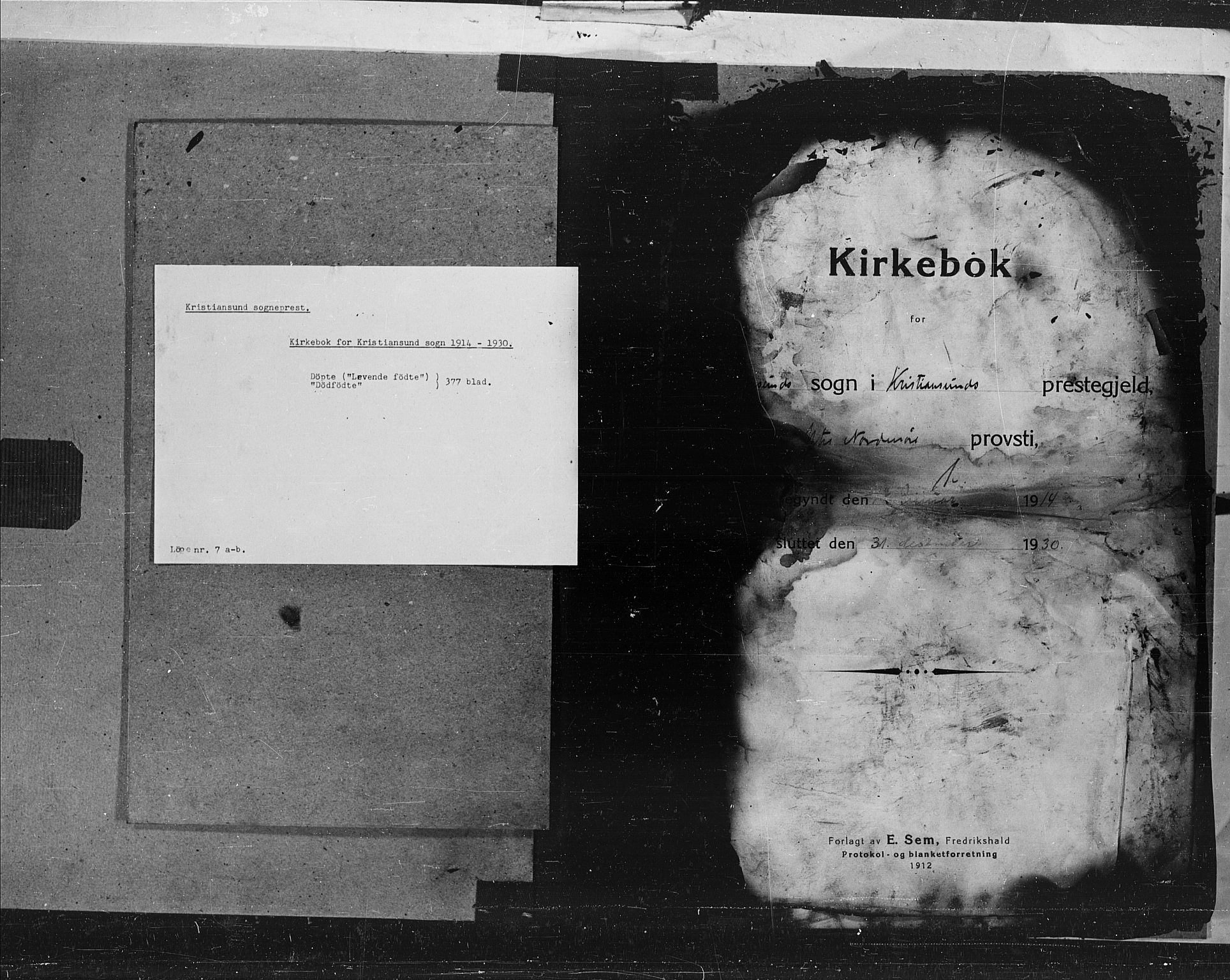 Kristiansund sokneprestkontor, AV/SAT-A-1068/1/I/I1: Parish register (official) no. 7a-b, 1914-1930, p. 1