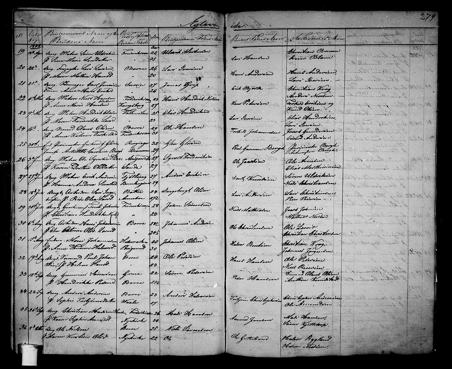 Borre kirkebøker, AV/SAKO-A-338/G/Ga/L0002: Parish register (copy) no. I 2, 1852-1871, p. 279