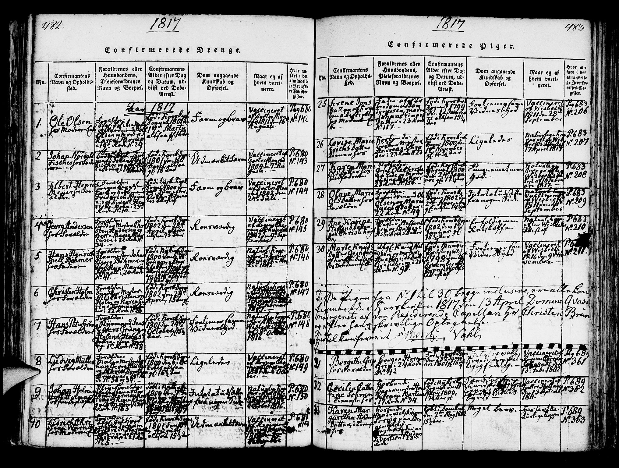 Korskirken sokneprestembete, AV/SAB-A-76101/H/Hab: Parish register (copy) no. A 1b, 1815-1821, p. 482-483