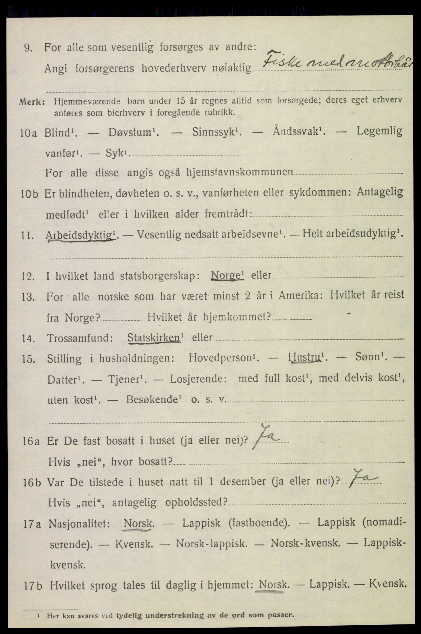 SAT, 1920 census for Lurøy, 1920, p. 4040