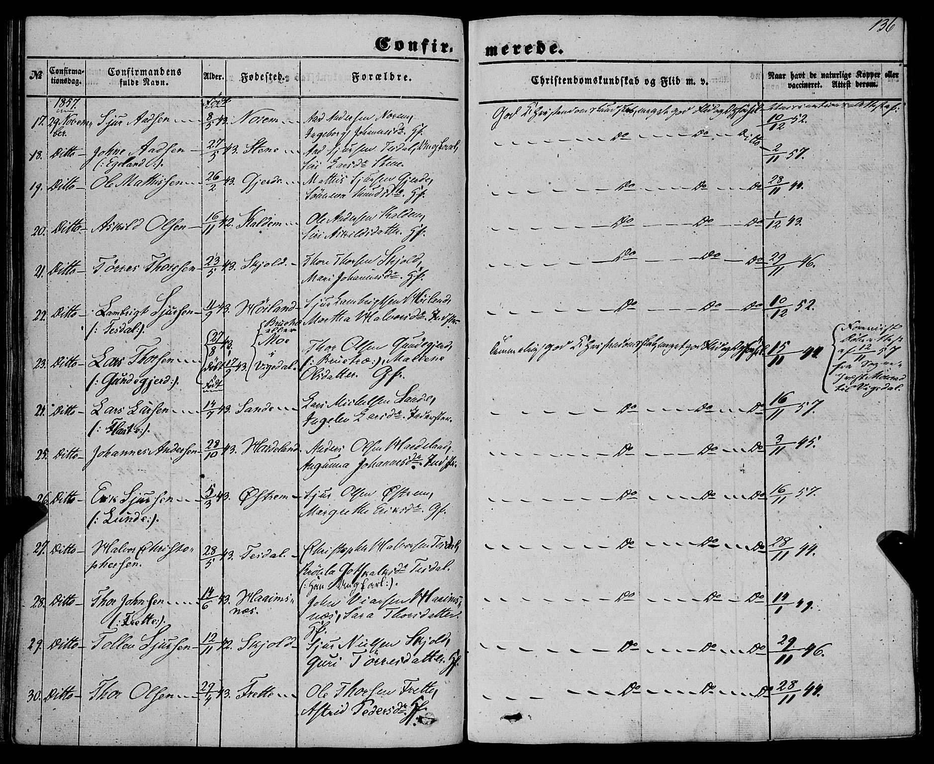 Etne sokneprestembete, AV/SAB-A-75001/H/Haa: Parish register (official) no. A 8, 1848-1862, p. 136