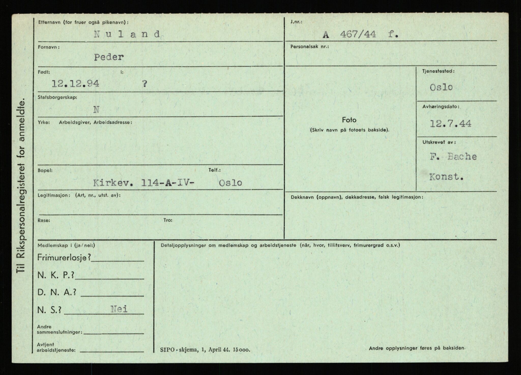 Statspolitiet - Hovedkontoret / Osloavdelingen, AV/RA-S-1329/C/Ca/L0011: Molberg - Nøstvold, 1943-1945, p. 4408