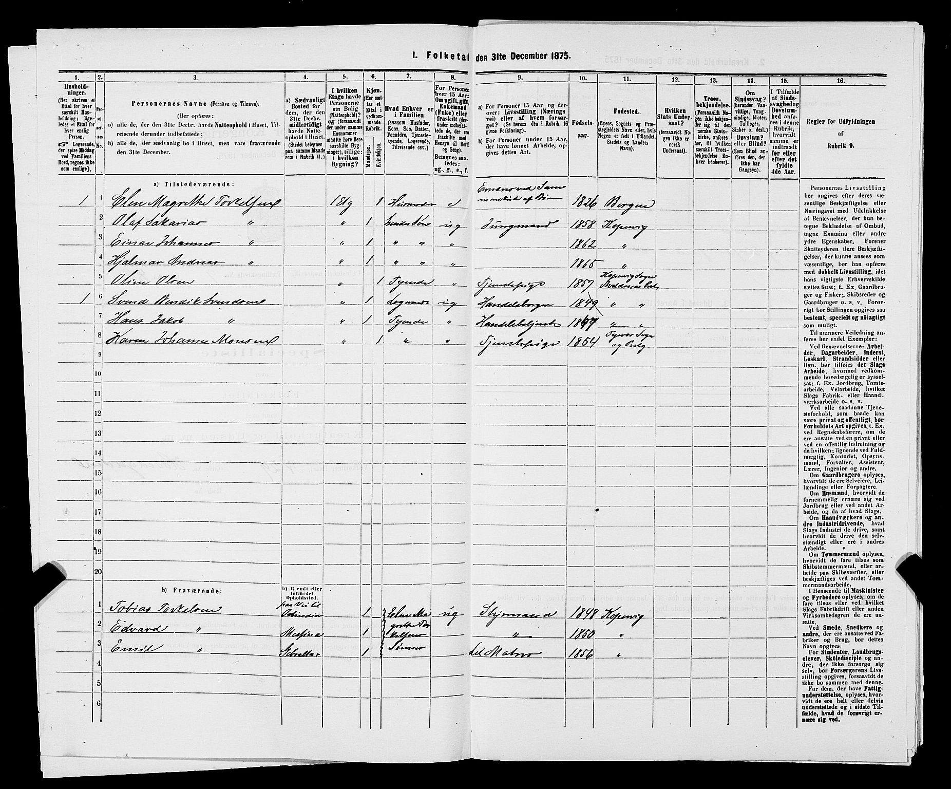 SAST, 1875 census for 1105B Avaldsnes/Kopervik, 1875, p. 176