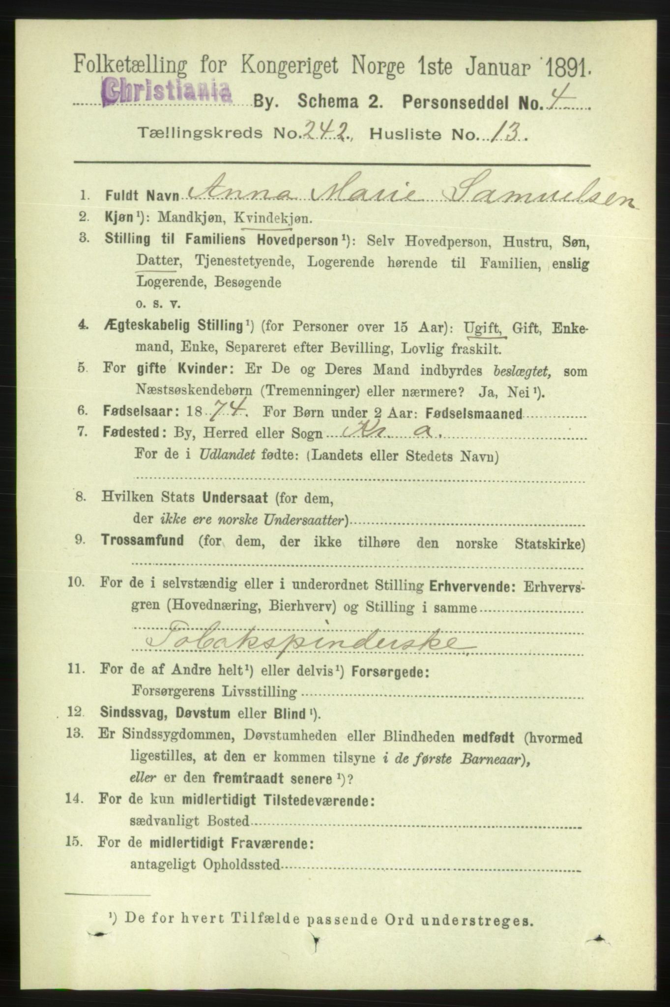 RA, 1891 census for 0301 Kristiania, 1891, p. 147323