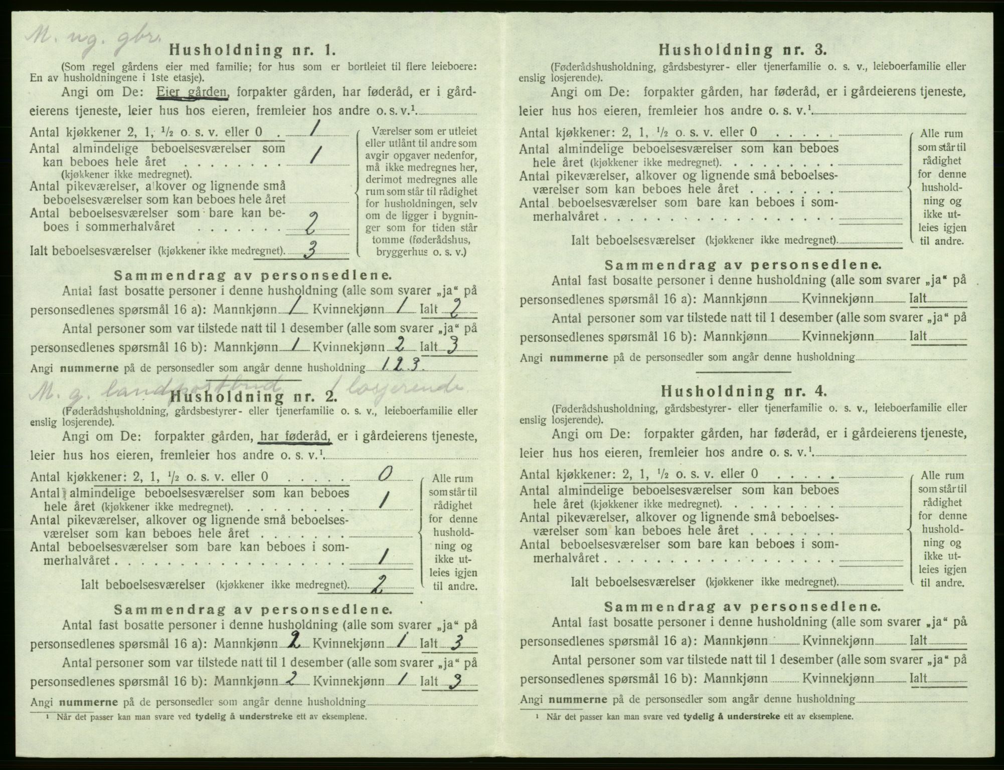 SAB, 1920 census for Jondal, 1920, p. 311