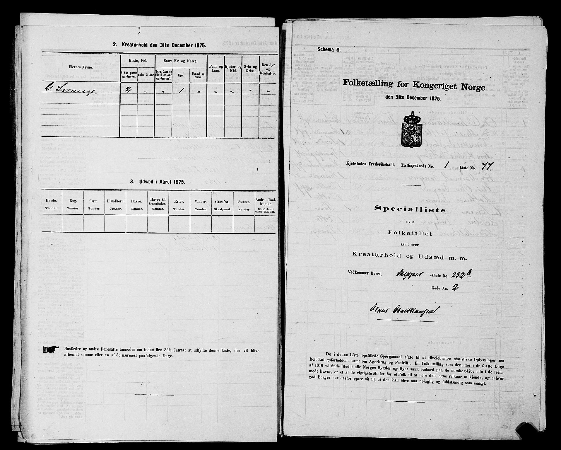 RA, 1875 census for 0101P Fredrikshald, 1875, p. 179