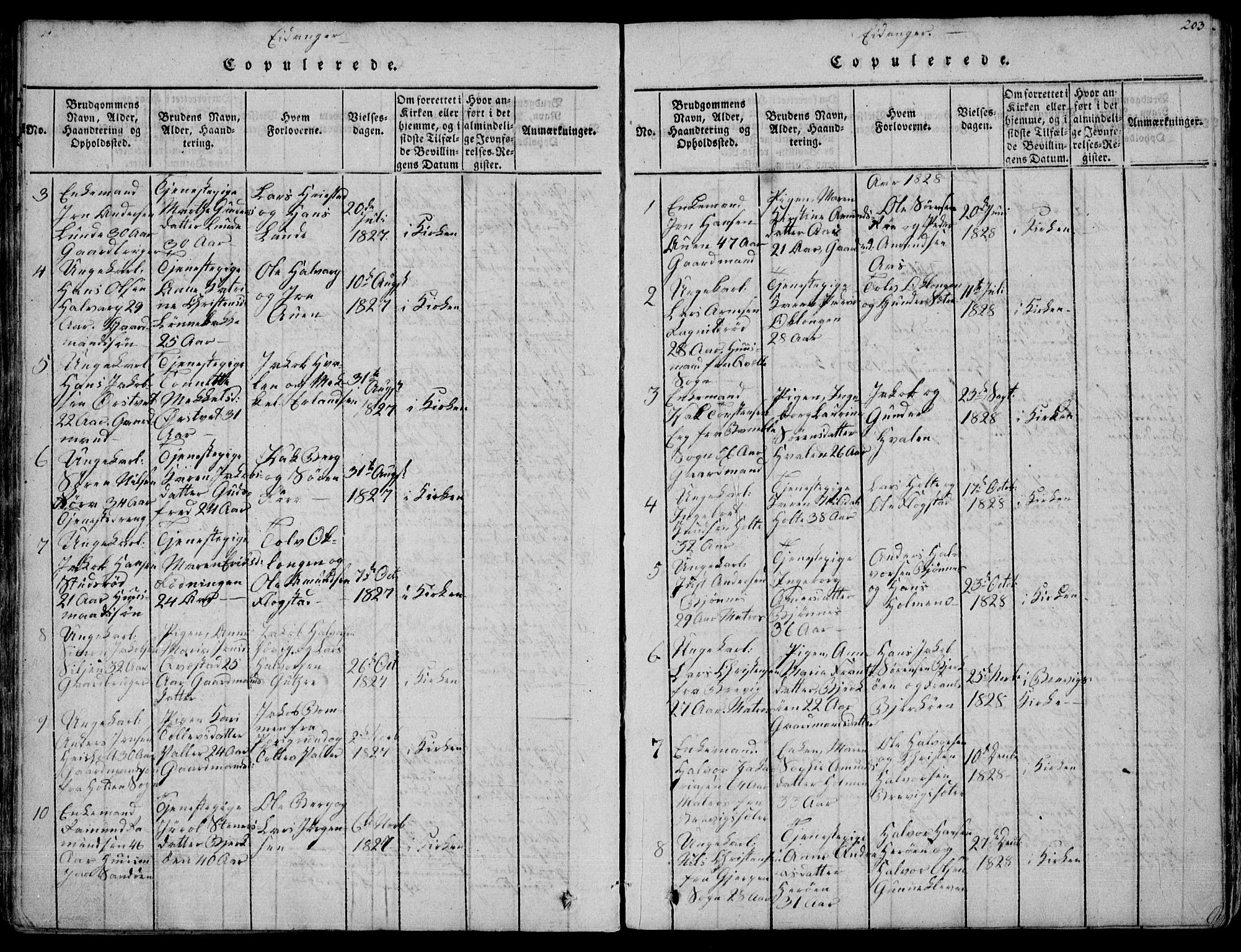 Eidanger kirkebøker, SAKO/A-261/F/Fa/L0007: Parish register (official) no. 7, 1814-1831, p. 203