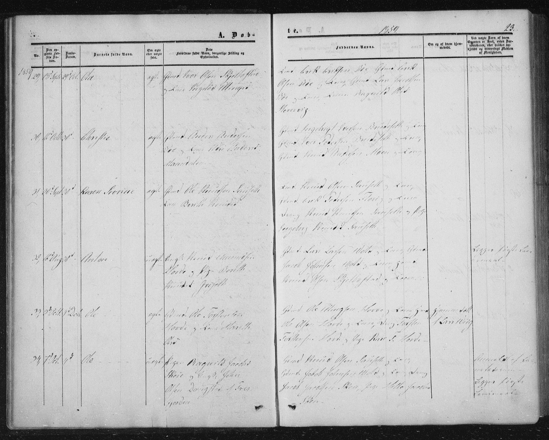 Ministerialprotokoller, klokkerbøker og fødselsregistre - Møre og Romsdal, SAT/A-1454/543/L0562: Parish register (official) no. 543A02, 1854-1884, p. 23