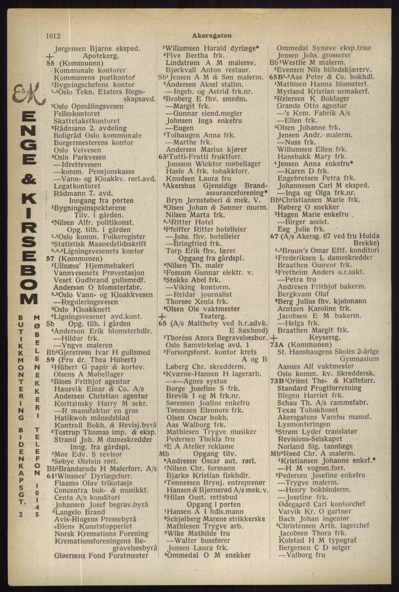 Kristiania/Oslo adressebok, PUBL/-, 1936, p. 1612
