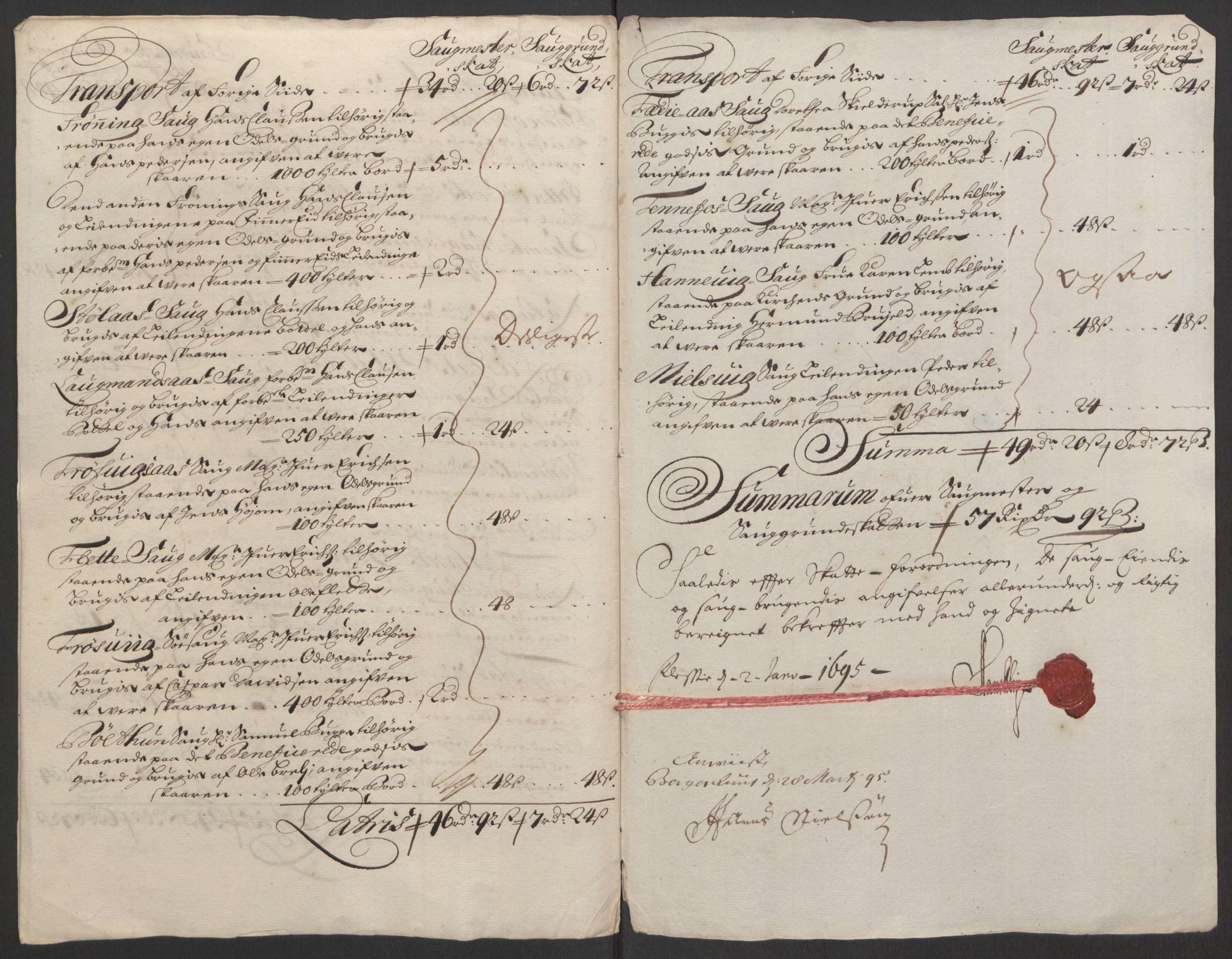 Rentekammeret inntil 1814, Reviderte regnskaper, Fogderegnskap, AV/RA-EA-4092/R52/L3307: Fogderegnskap Sogn, 1693-1694, p. 425