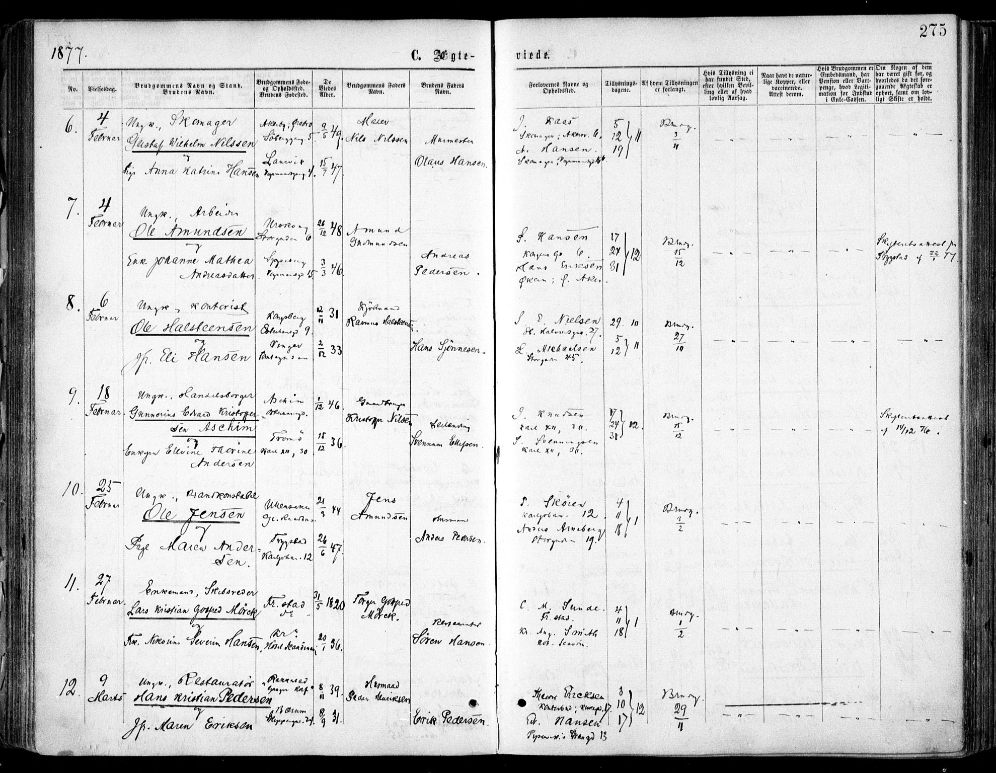 Oslo domkirke Kirkebøker, AV/SAO-A-10752/F/Fa/L0021: Parish register (official) no. 21, 1865-1884, p. 275