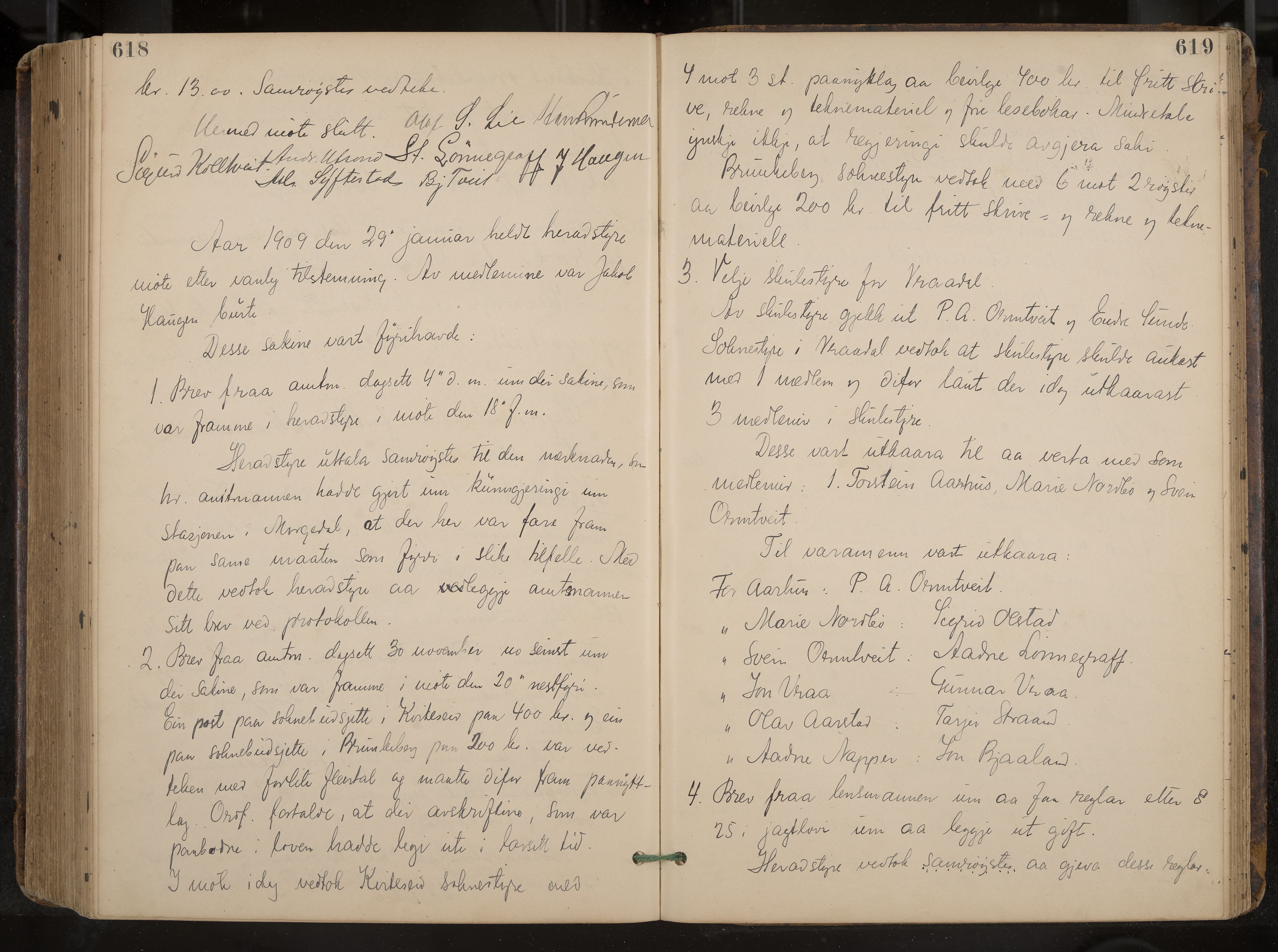 Kviteseid formannskap og sentraladministrasjon, IKAK/0829021/A/Aa/L0004: Møtebok, 1896-1911, p. 618-619