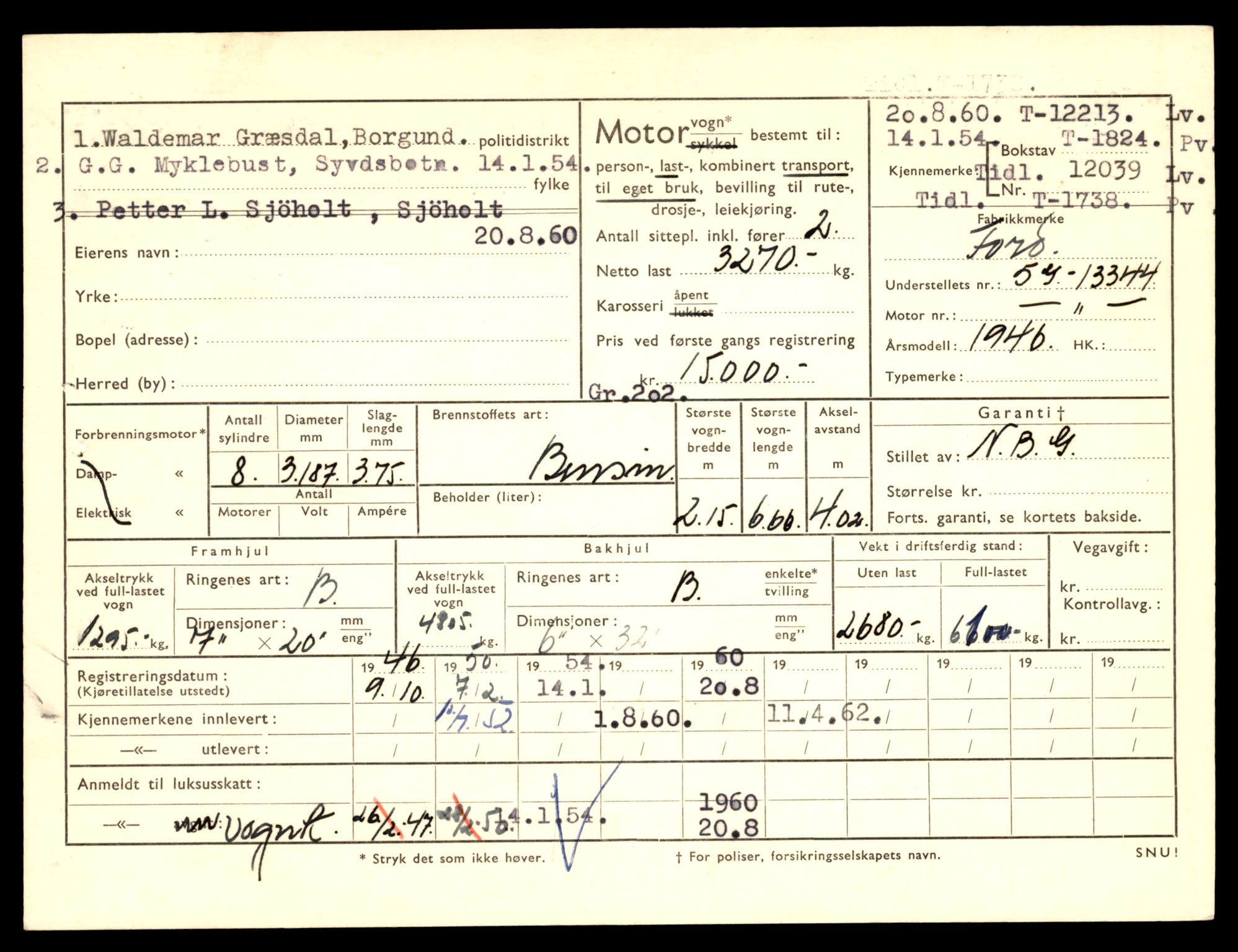 Møre og Romsdal vegkontor - Ålesund trafikkstasjon, AV/SAT-A-4099/F/Fe/L0033: Registreringskort for kjøretøy T 12151 - T 12474, 1927-1998, p. 1619