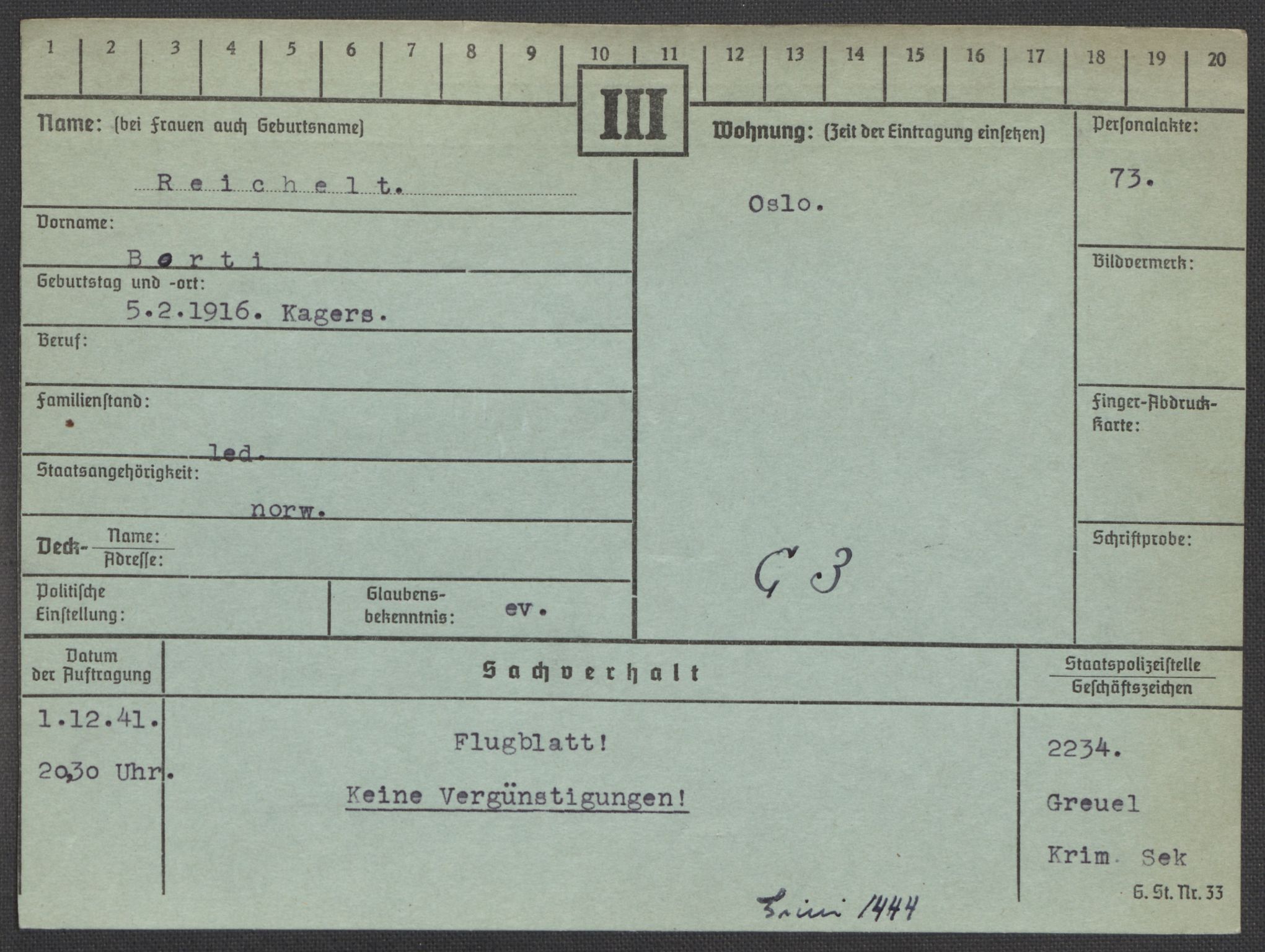 Befehlshaber der Sicherheitspolizei und des SD, AV/RA-RAFA-5969/E/Ea/Eaa/L0008: Register over norske fanger i Møllergata 19: Oelze-Ru, 1940-1945, p. 1100